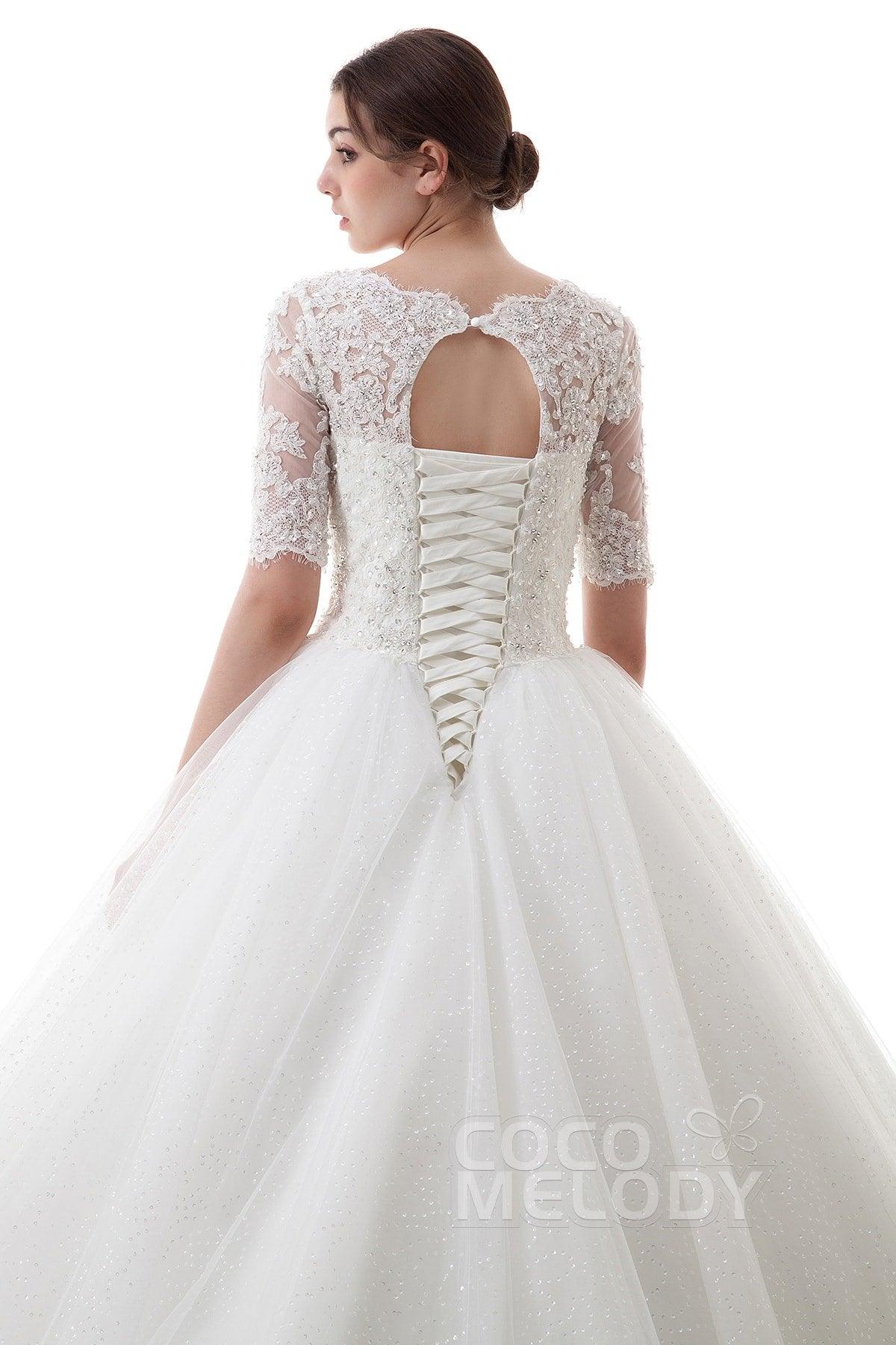 Princess Court Train Tulle Wedding Dress B14TB0056 - COCOMELODY