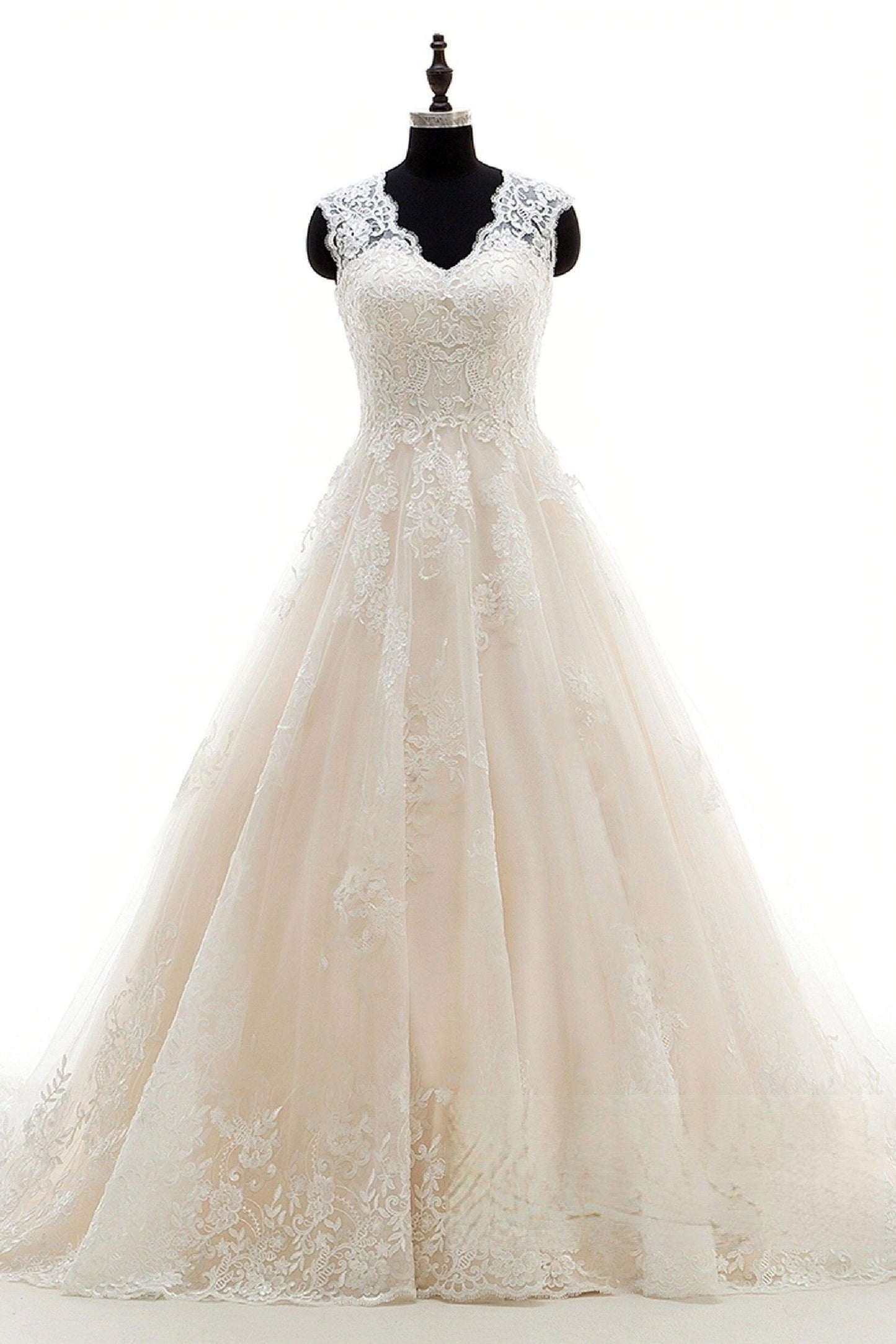 A-Line Court Train Tulle and Lace Wedding Dress LWXT16001