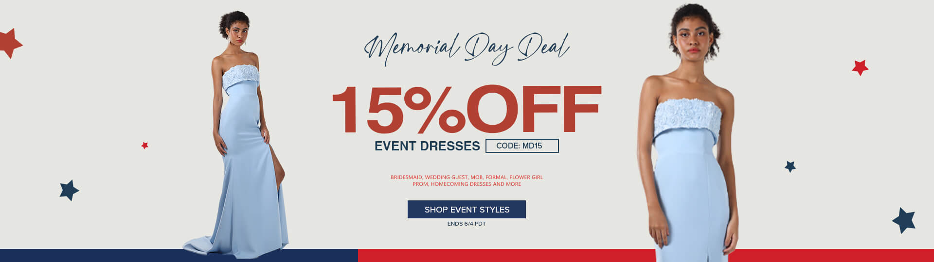 Memorial Day Sale - 15% Off Event Dresses