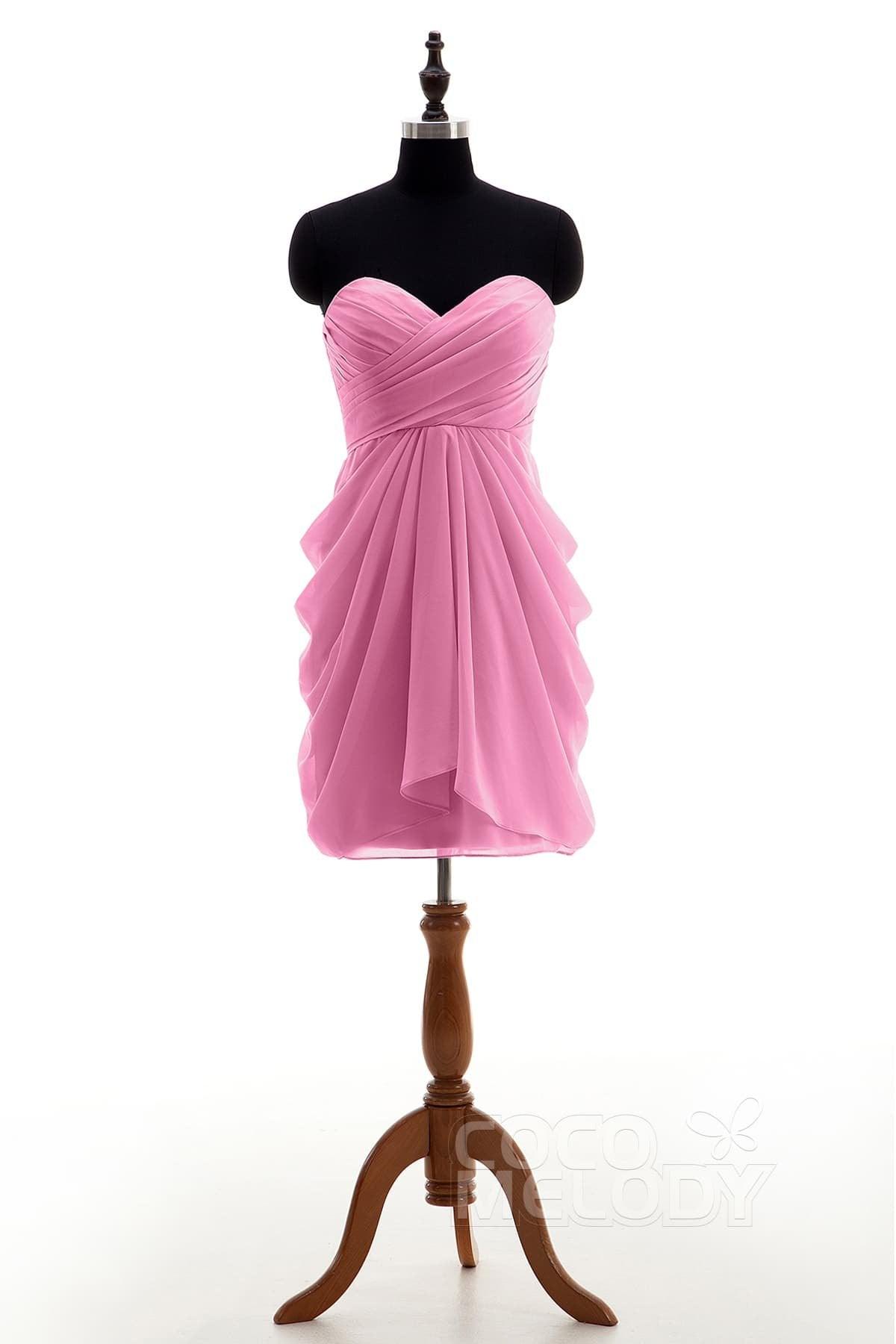 Sheath-Column Knee Length Chiffon Bridesmaid Dress NB2746 - COCOMELODY