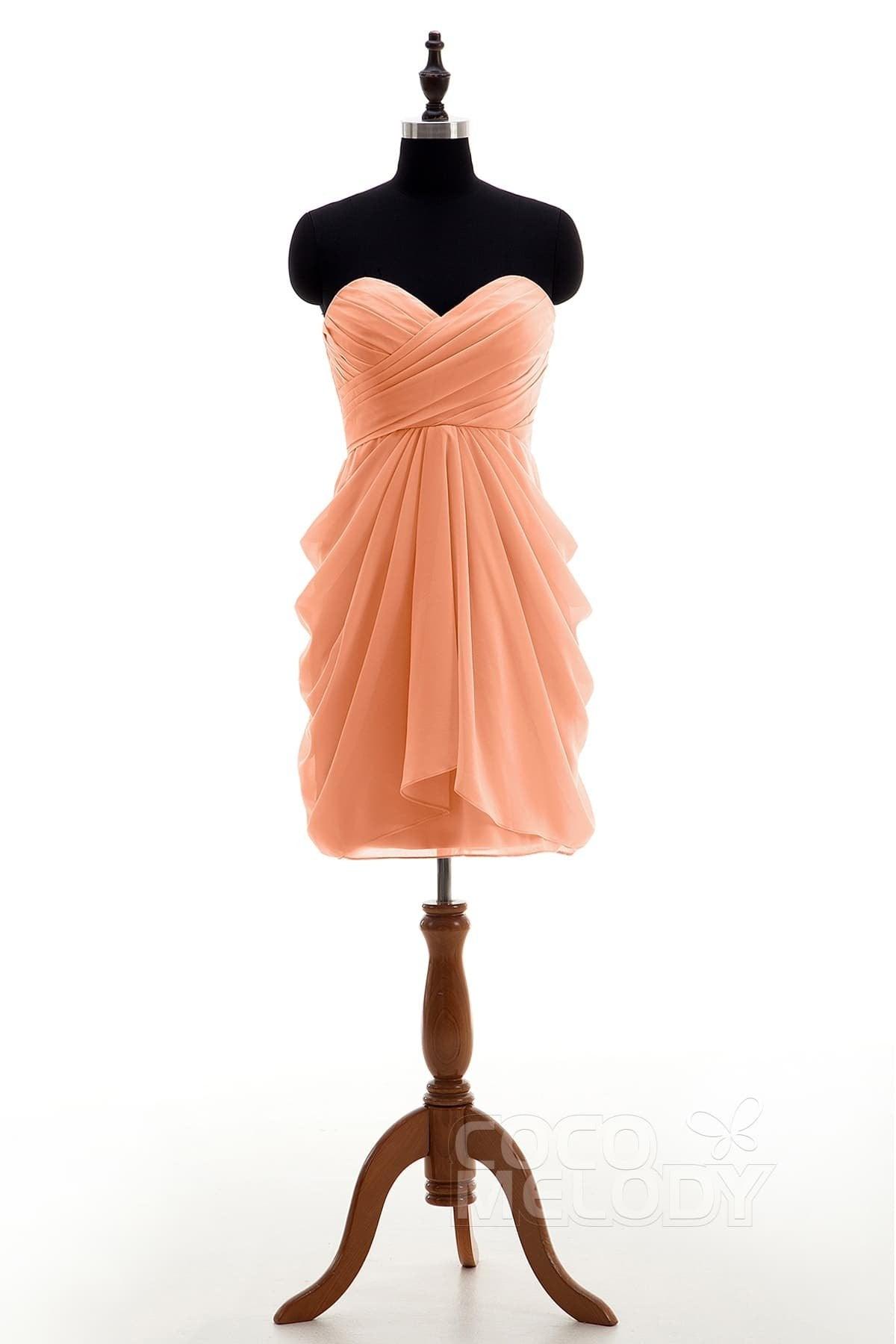 Sheath-Column Knee Length Chiffon Bridesmaid Dress NB2746 - COCOMELODY