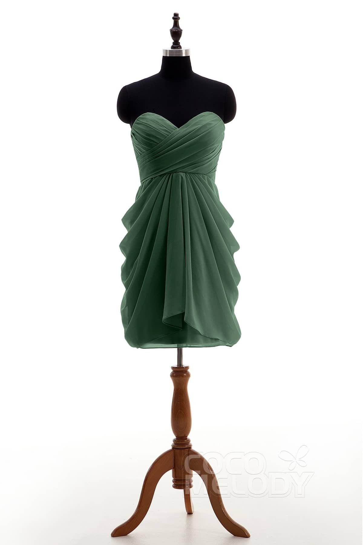 Sheath-Column Knee Length Chiffon Bridesmaid Dress NB2746 - COCOMELODY