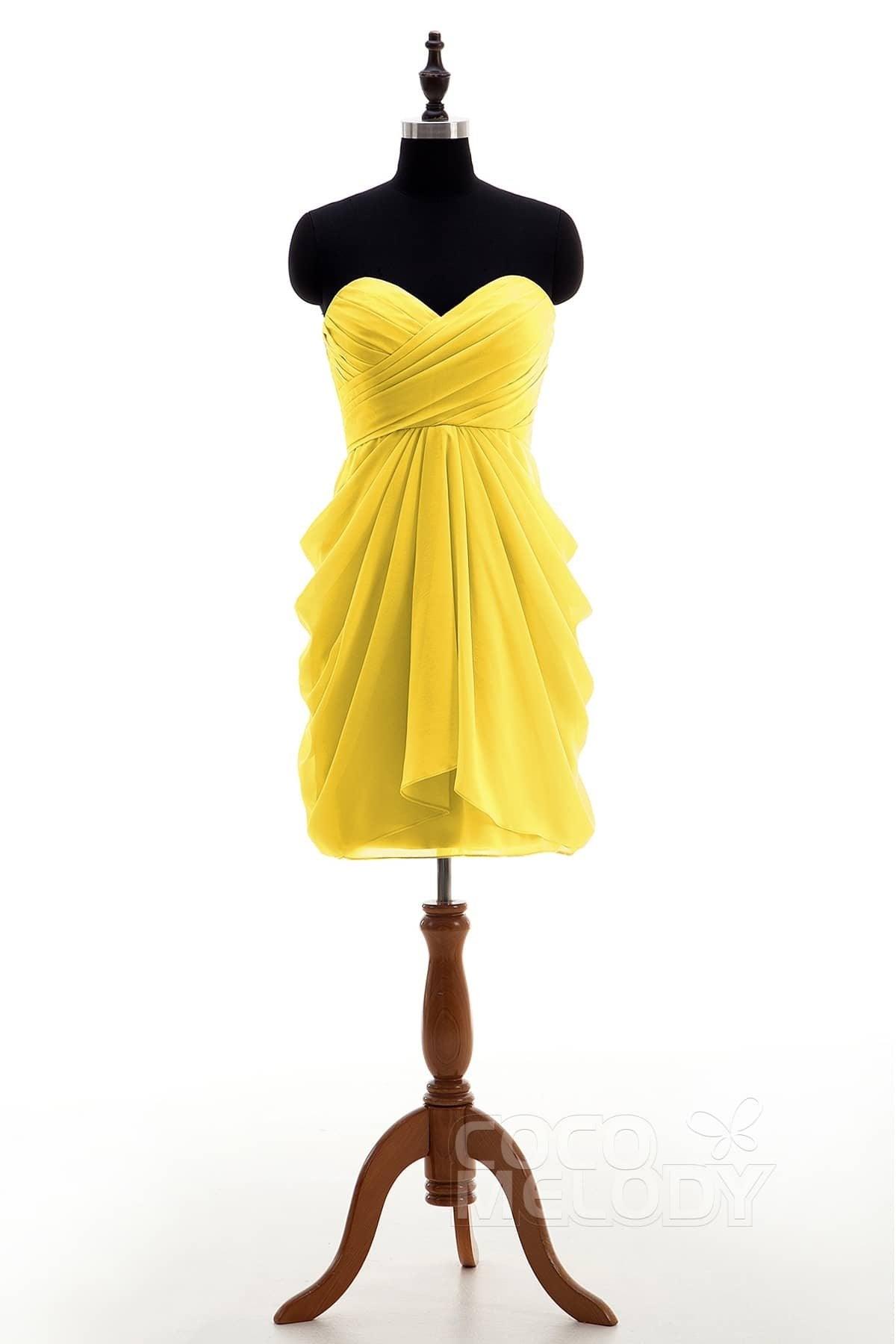 Sheath-Column Knee Length Chiffon Bridesmaid Dress NB2746 - COCOMELODY