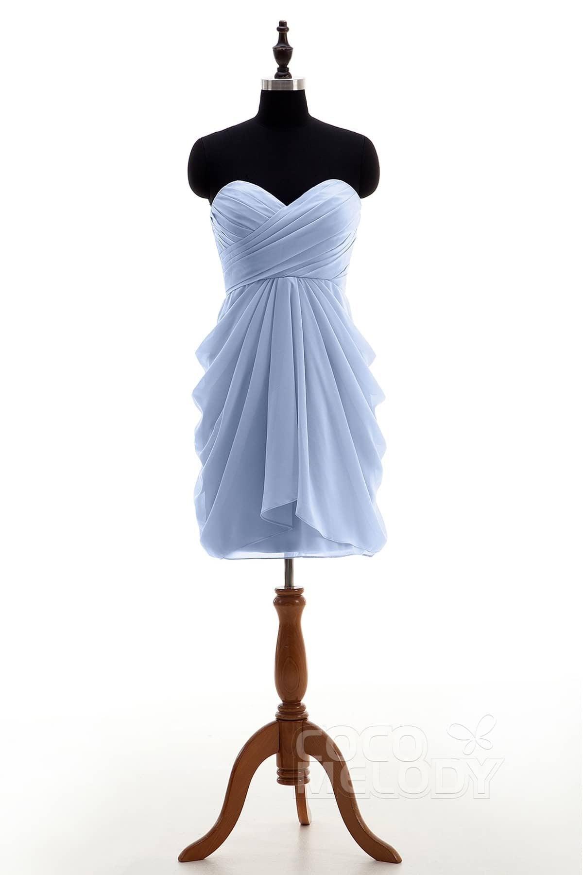 Sheath-Column Knee Length Chiffon Bridesmaid Dress NB2746 - COCOMELODY