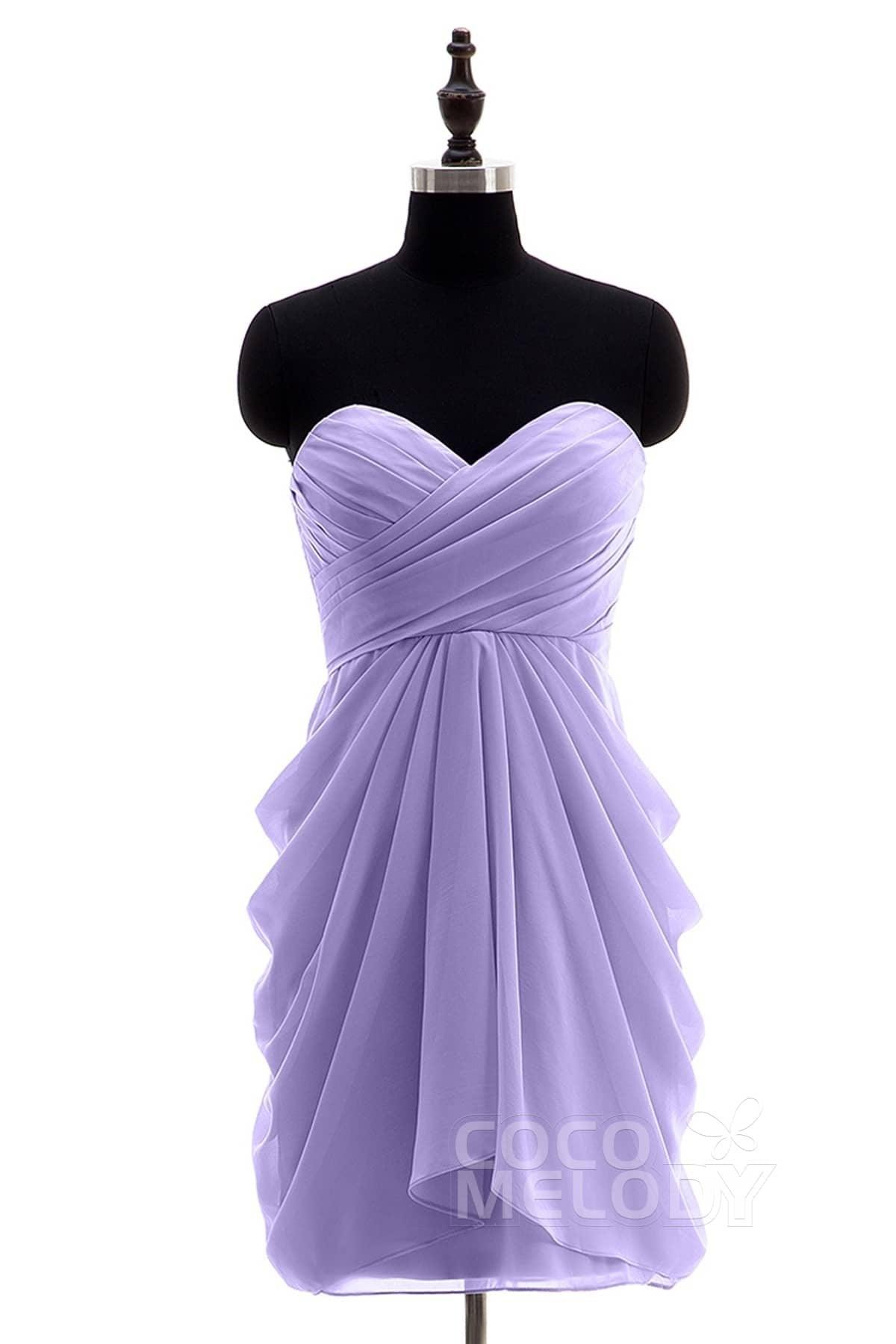 Sheath-Column Knee Length Chiffon Bridesmaid Dress NB2746 - COCOMELODY