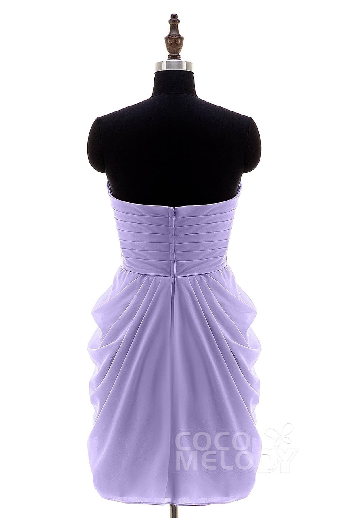 Sheath-Column Knee Length Chiffon Bridesmaid Dress NB2746 - COCOMELODY