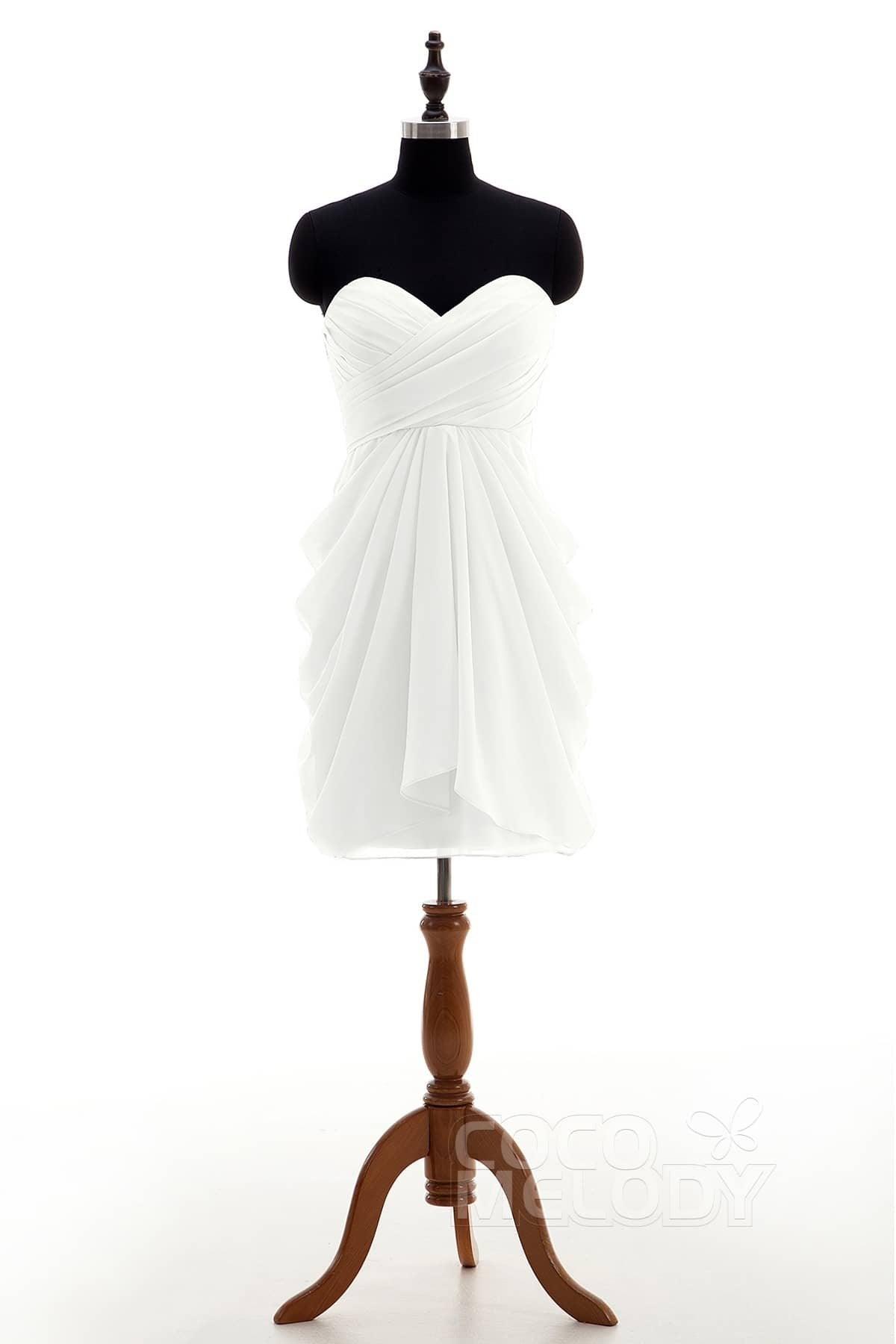 Sheath-Column Knee Length Chiffon Bridesmaid Dress NB2746 - COCOMELODY