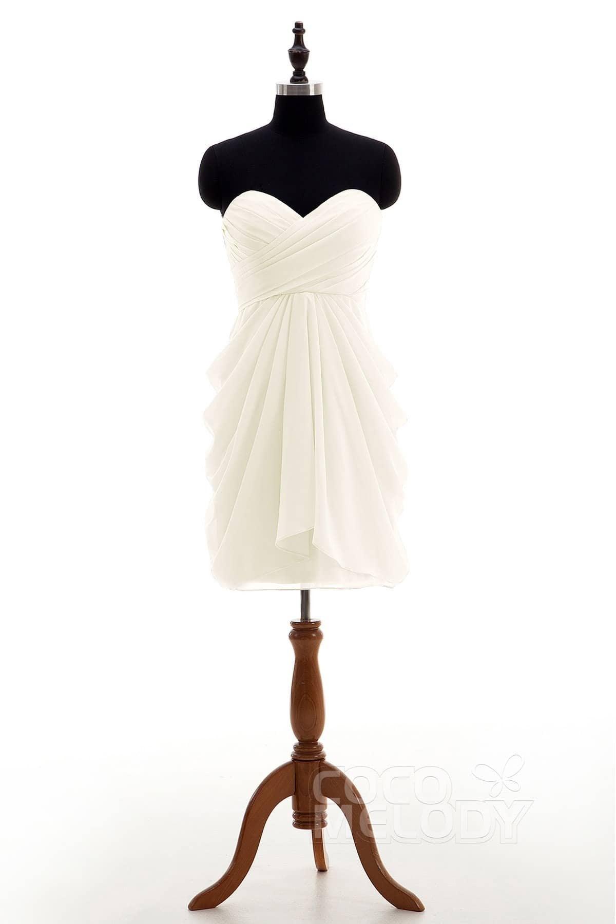 Sheath-Column Knee Length Chiffon Bridesmaid Dress NB2746 - COCOMELODY