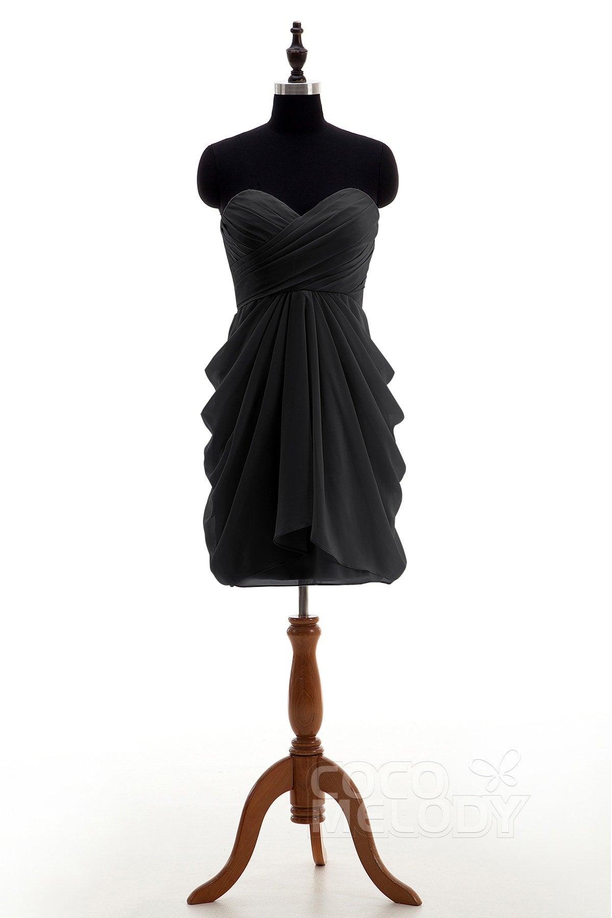 Sheath-Column Knee Length Chiffon Bridesmaid Dress NB2746 - COCOMELODY