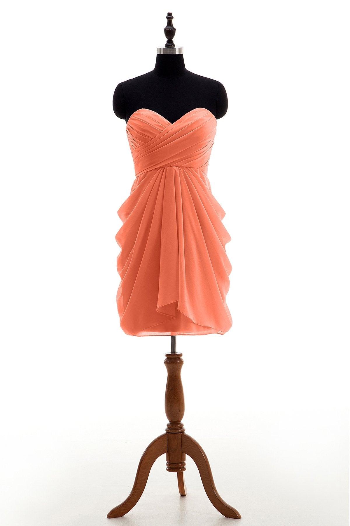 Sheath-Column Knee Length Chiffon Bridesmaid Dress NB2746 - COCOMELODY