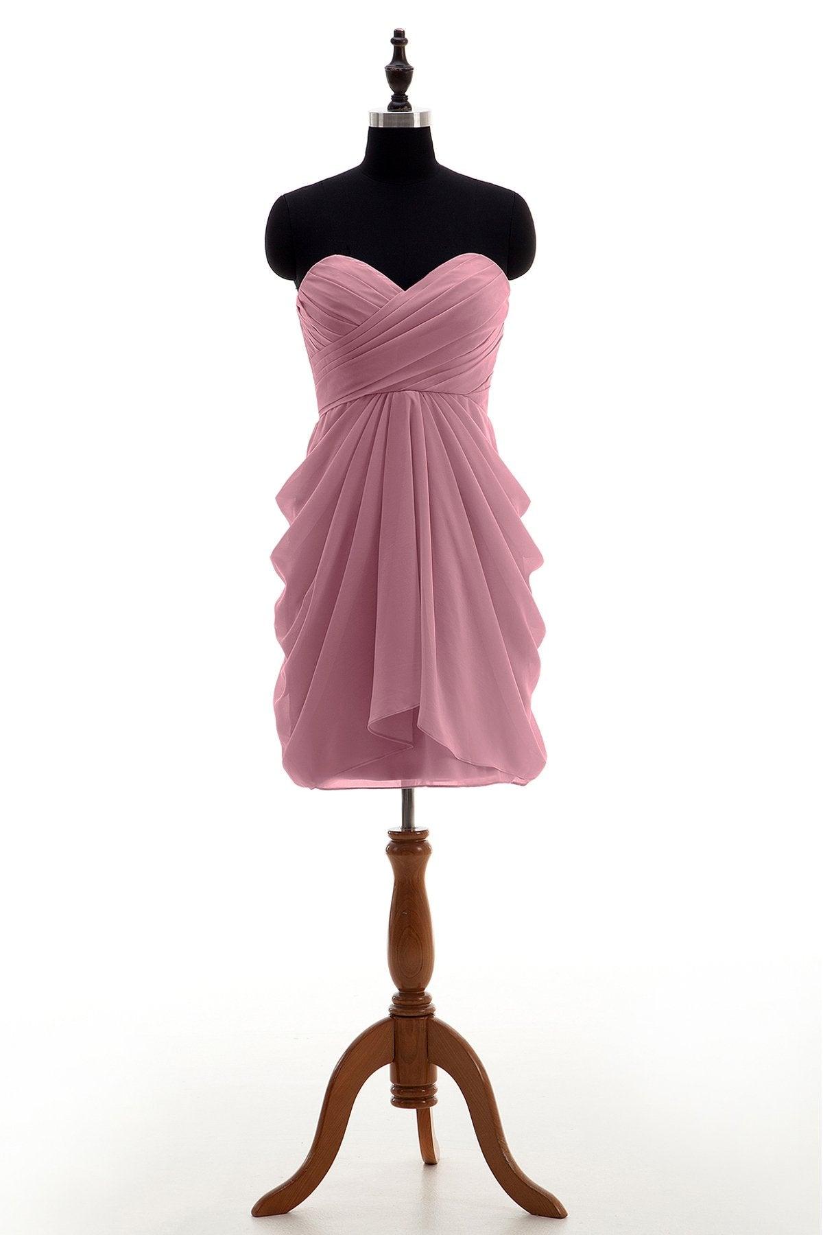 Sheath-Column Knee Length Chiffon Bridesmaid Dress NB2746 - COCOMELODY