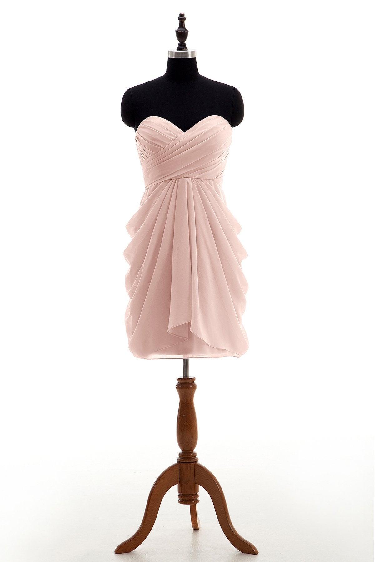Sheath-Column Knee Length Chiffon Bridesmaid Dress NB2746 - COCOMELODY