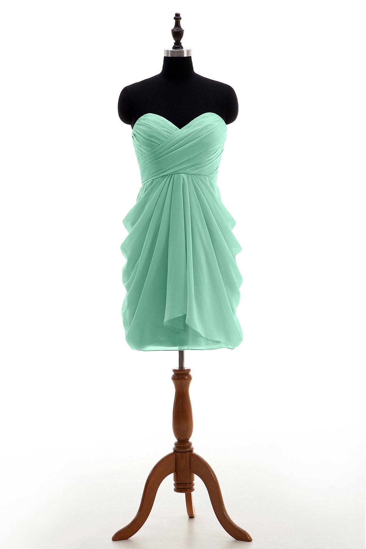 Sheath-Column Knee Length Chiffon Bridesmaid Dress NB2746 - COCOMELODY