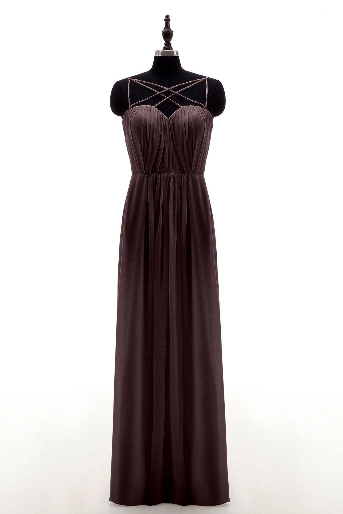 Sheath-Column Floor Length Chiffon Bridesmaid Dress NB3315 - COCOMELODY
