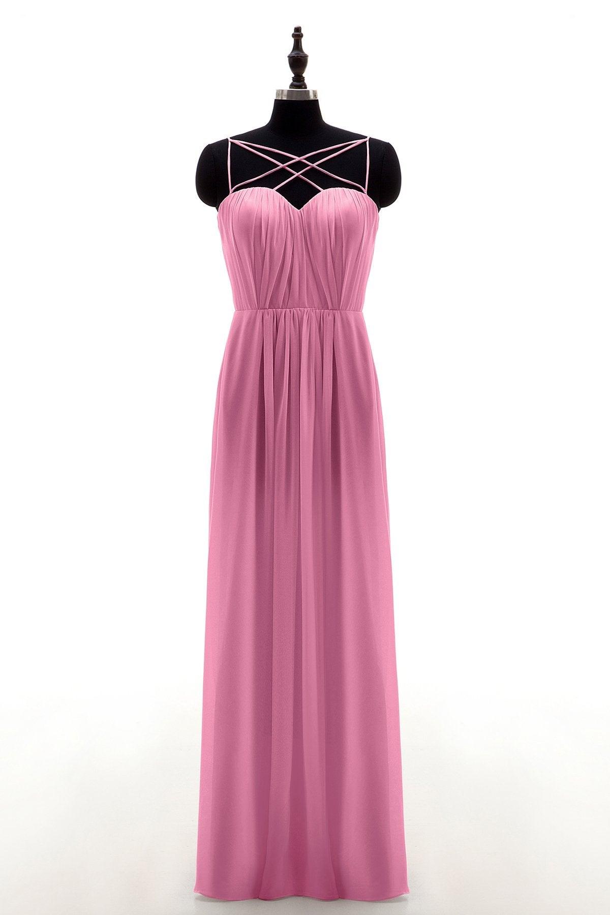 Sheath-Column Floor Length Chiffon Bridesmaid Dress NB3315 - COCOMELODY