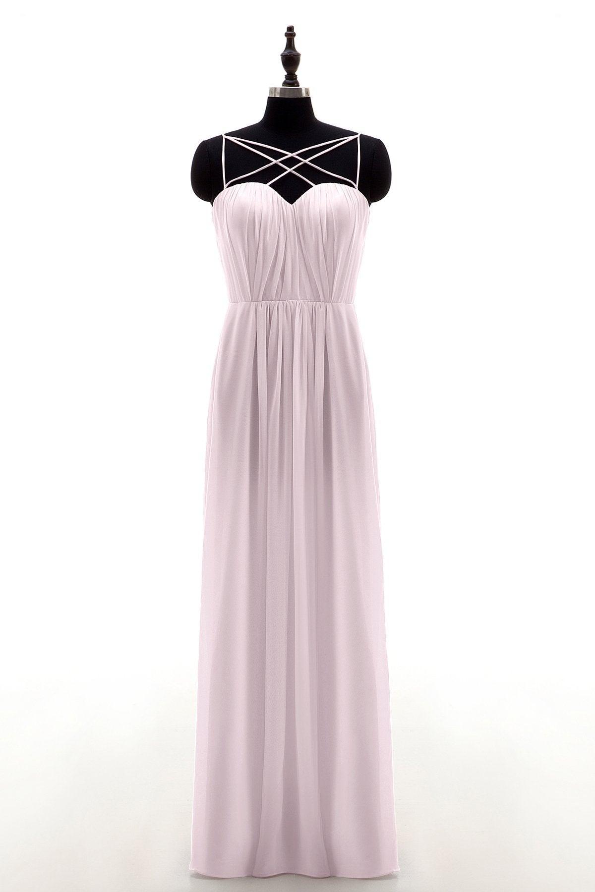 Sheath-Column Floor Length Chiffon Bridesmaid Dress NB3315 - COCOMELODY