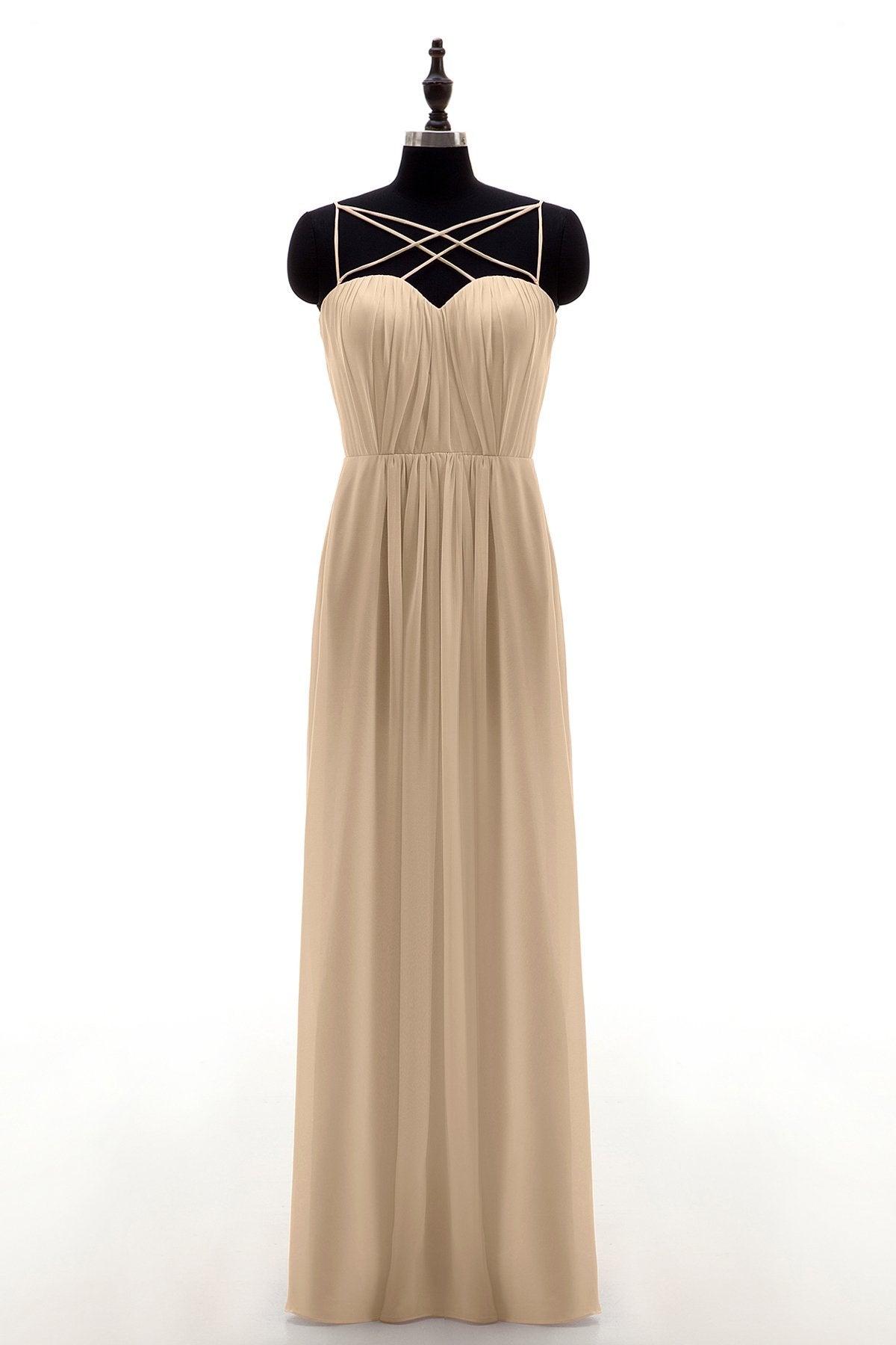 Sheath-Column Floor Length Chiffon Bridesmaid Dress NB3315 - COCOMELODY