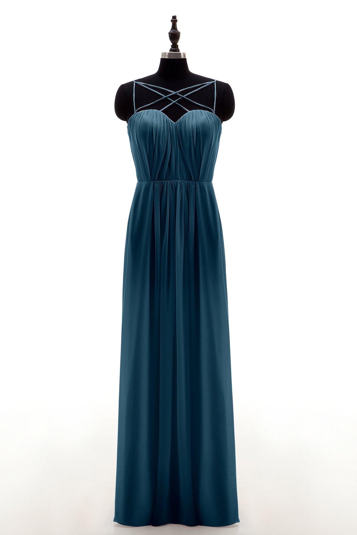 Sheath-Column Floor Length Chiffon Bridesmaid Dress NB3315 - COCOMELODY