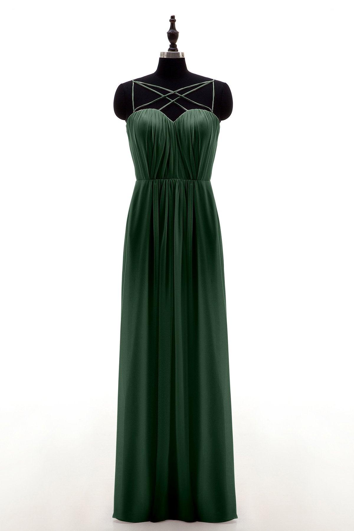 Sheath-Column Floor Length Chiffon Bridesmaid Dress NB3315 - COCOMELODY