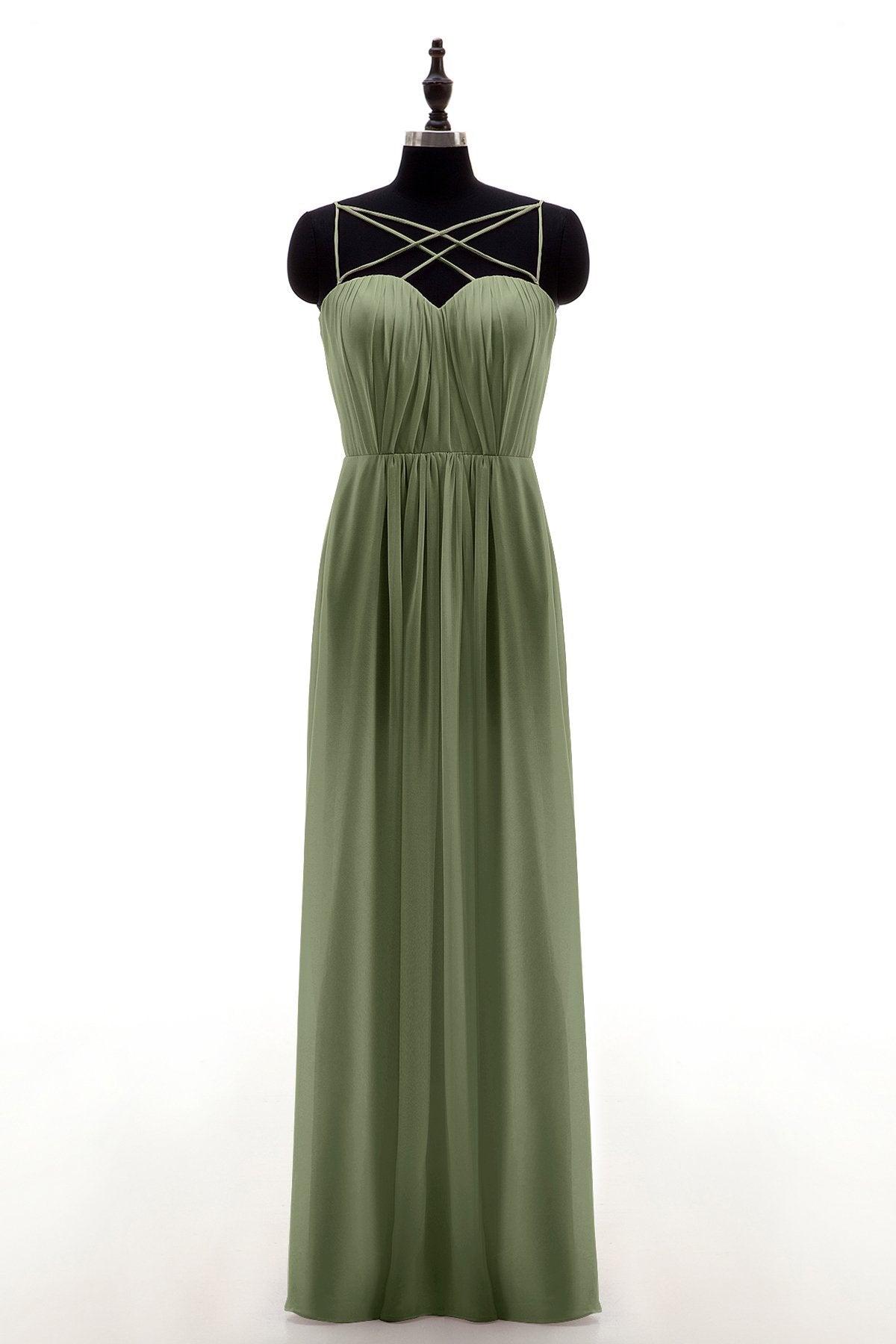 Sheath-Column Floor Length Chiffon Bridesmaid Dress NB3315 - COCOMELODY