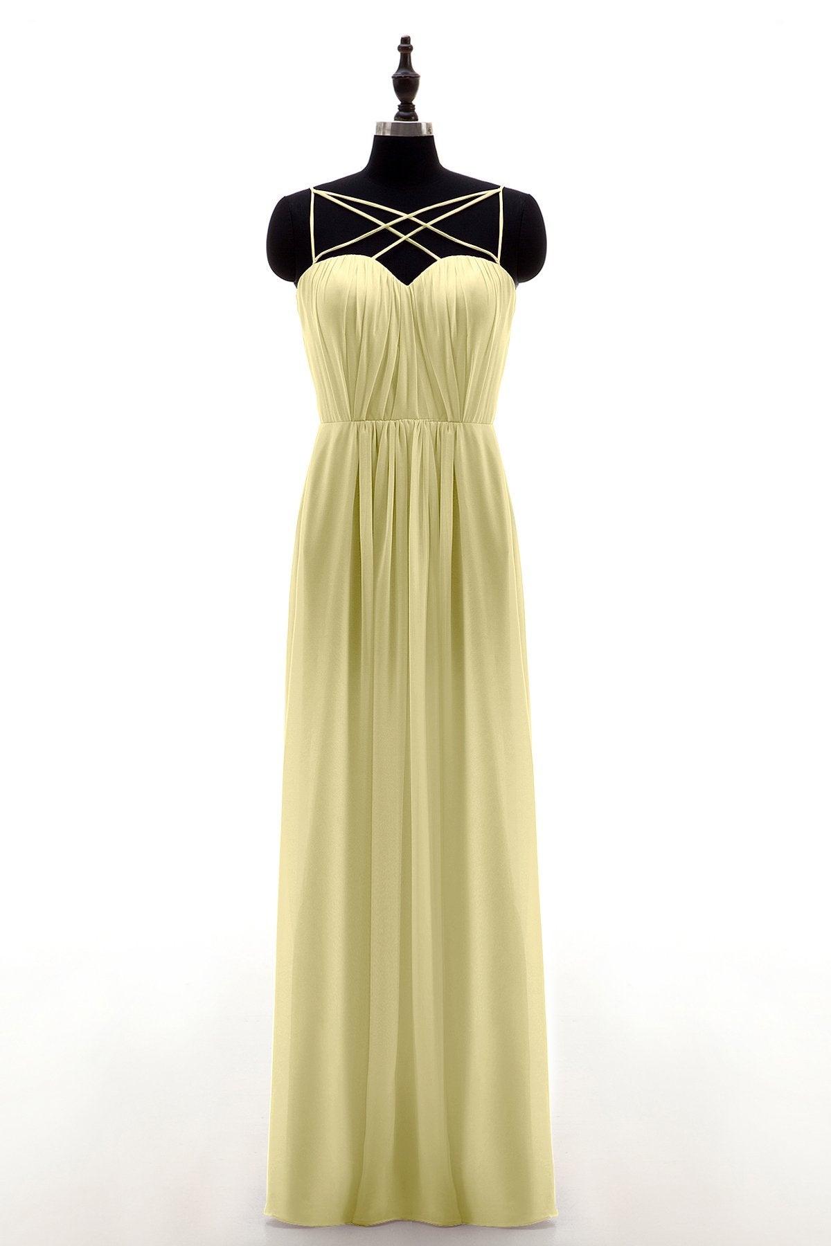Sheath-Column Floor Length Chiffon Bridesmaid Dress NB3315 - COCOMELODY
