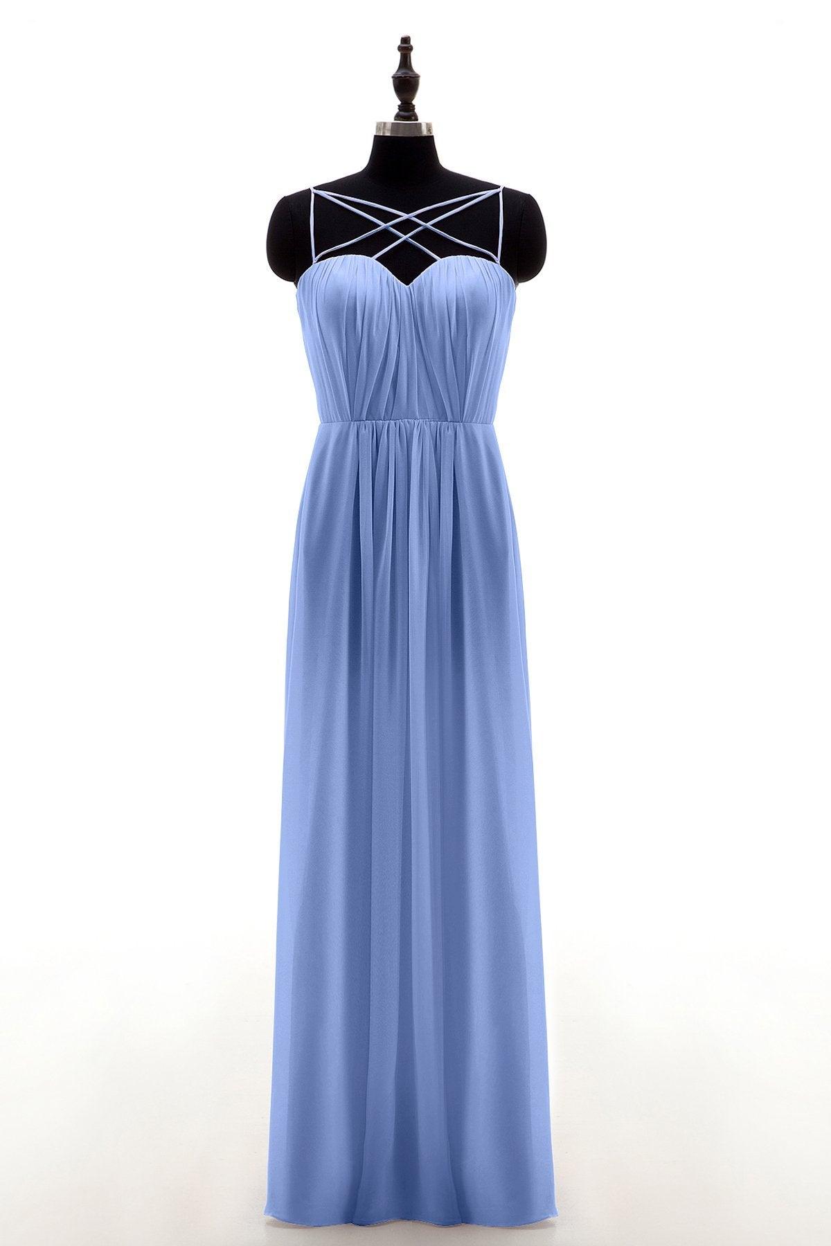 Sheath-Column Floor Length Chiffon Bridesmaid Dress NB3315 - COCOMELODY