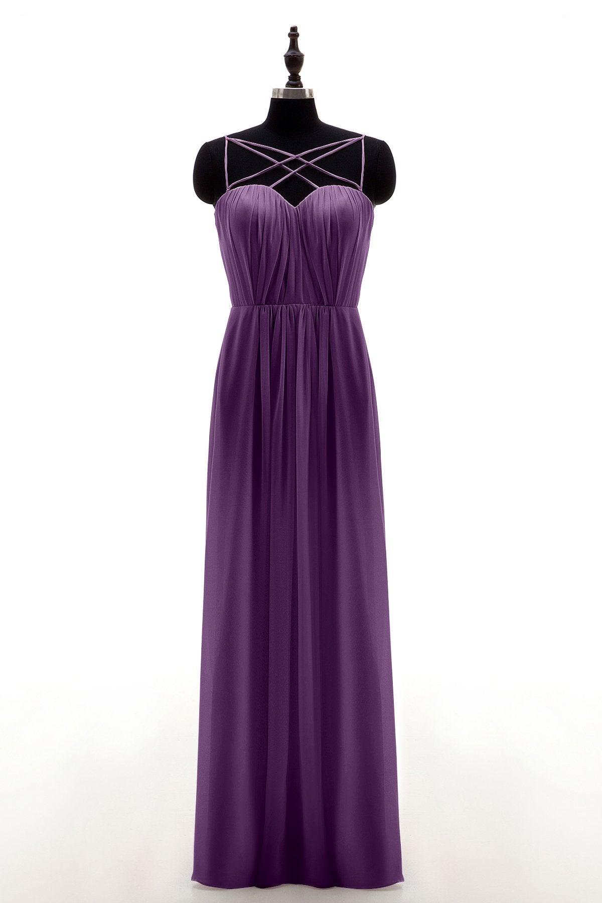 Sheath-Column Floor Length Chiffon Bridesmaid Dress NB3315 - COCOMELODY