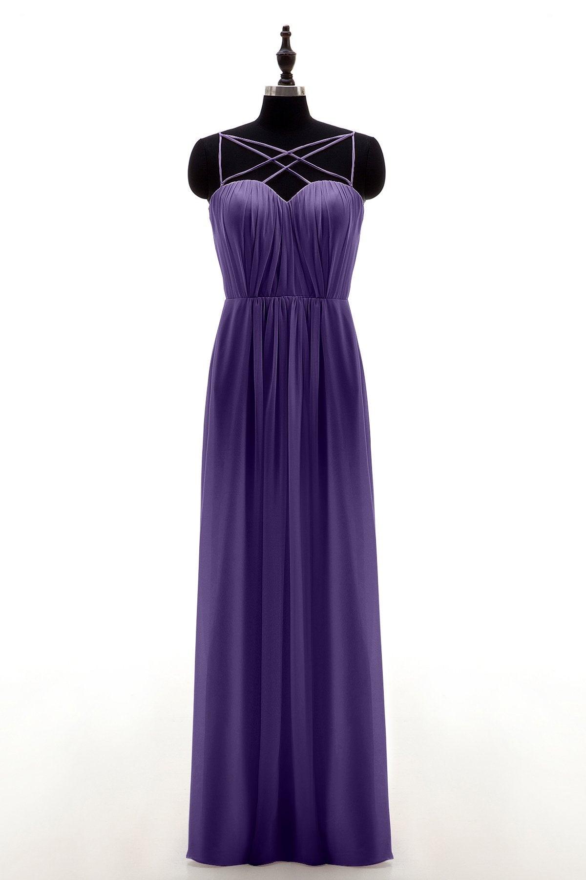 Sheath-Column Floor Length Chiffon Bridesmaid Dress NB3315 - COCOMELODY