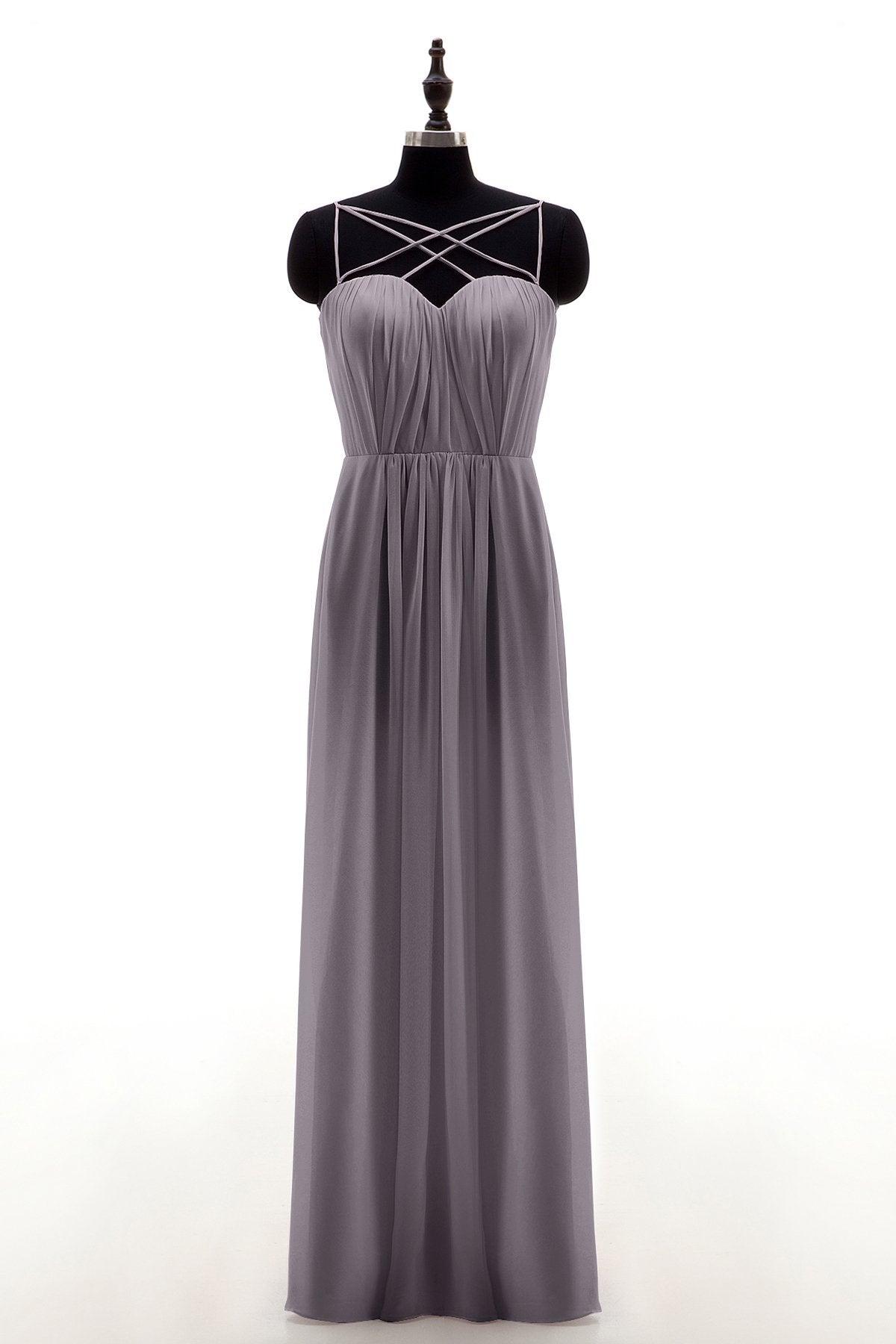 Sheath-Column Floor Length Chiffon Bridesmaid Dress NB3315 - COCOMELODY