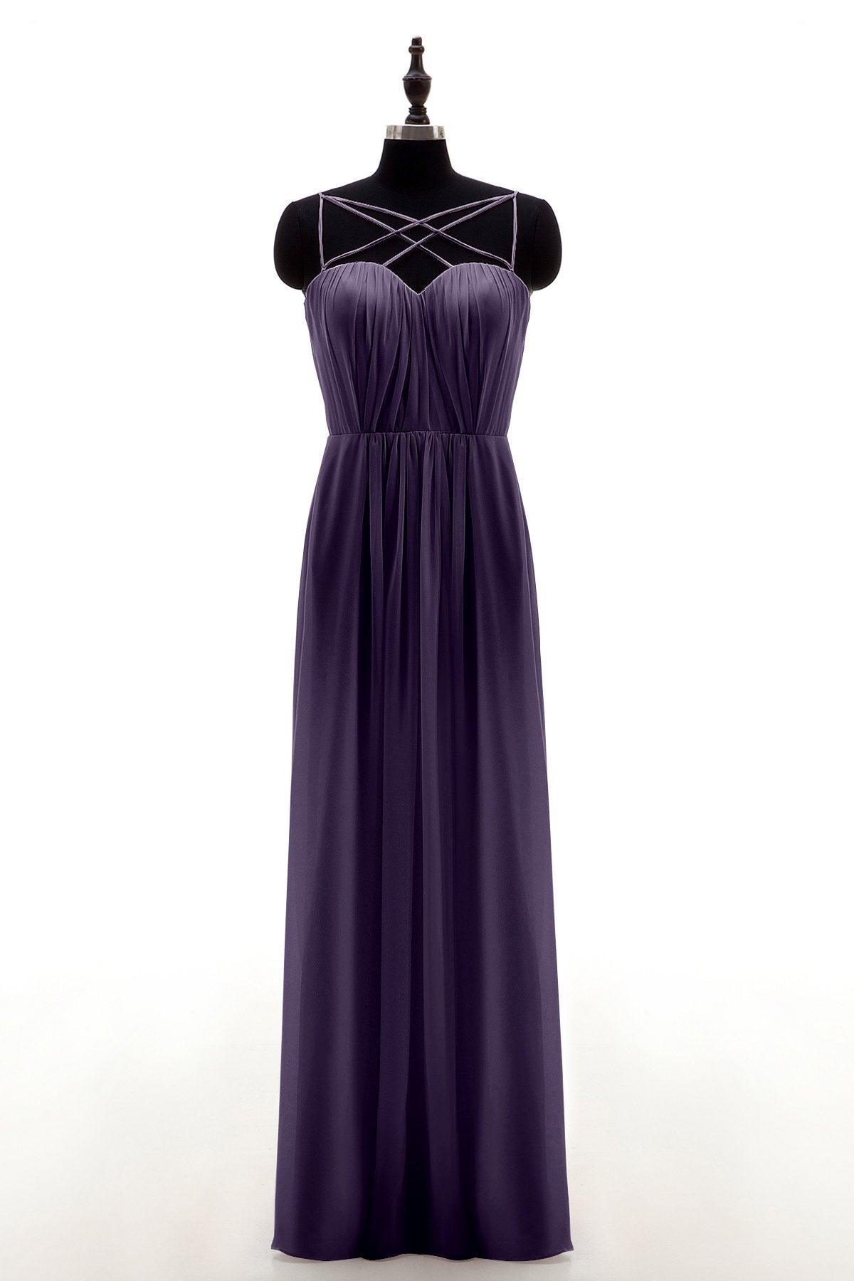 Sheath-Column Floor Length Chiffon Bridesmaid Dress NB3315 - COCOMELODY