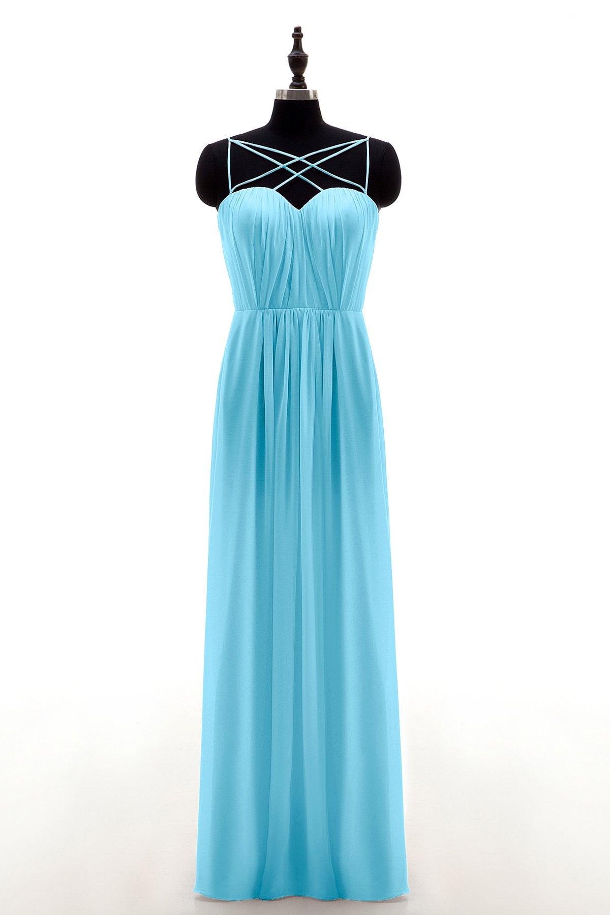 Sheath-Column Floor Length Chiffon Bridesmaid Dress NB3315 - COCOMELODY