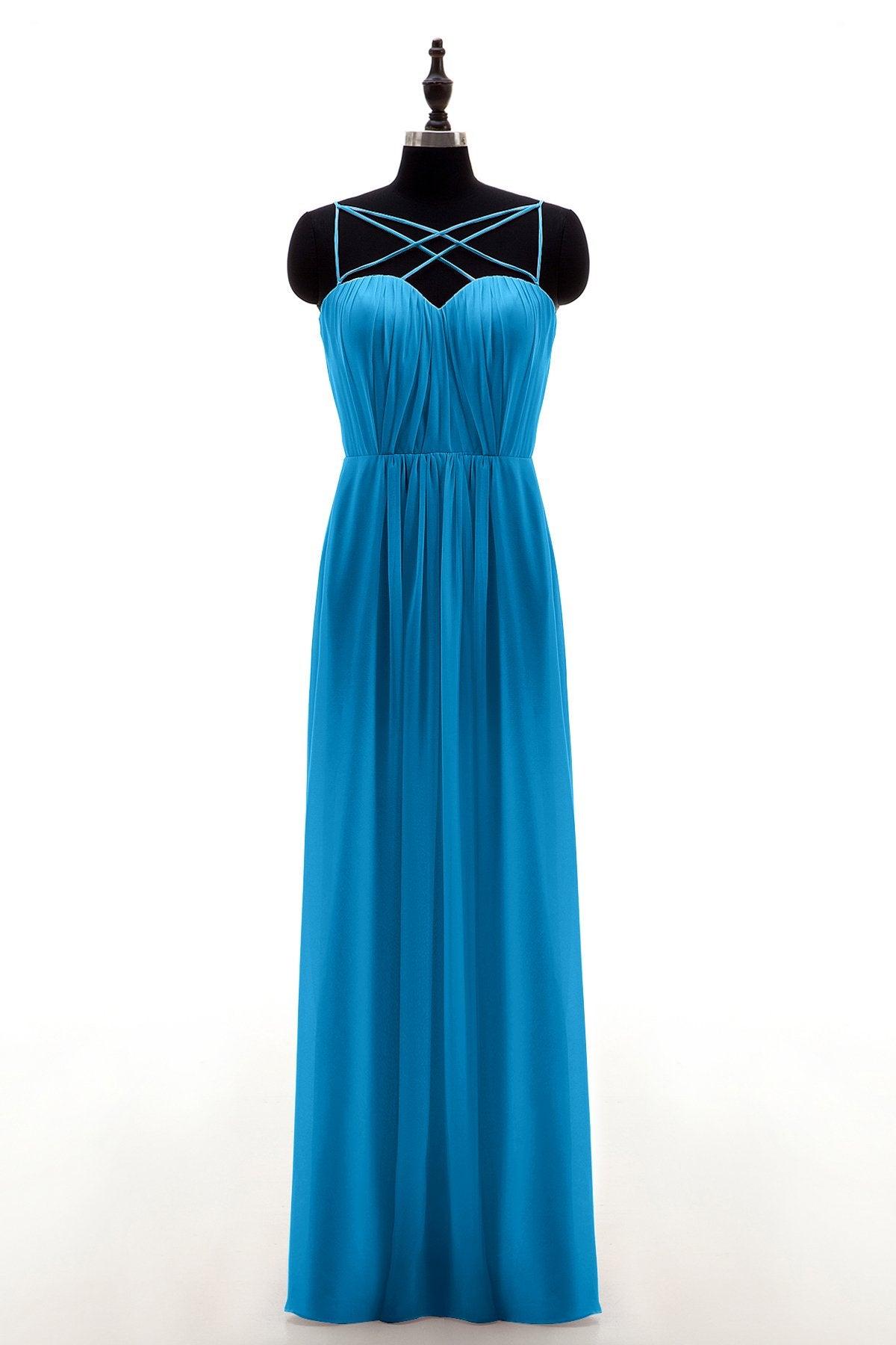 Sheath-Column Floor Length Chiffon Bridesmaid Dress NB3315 - COCOMELODY