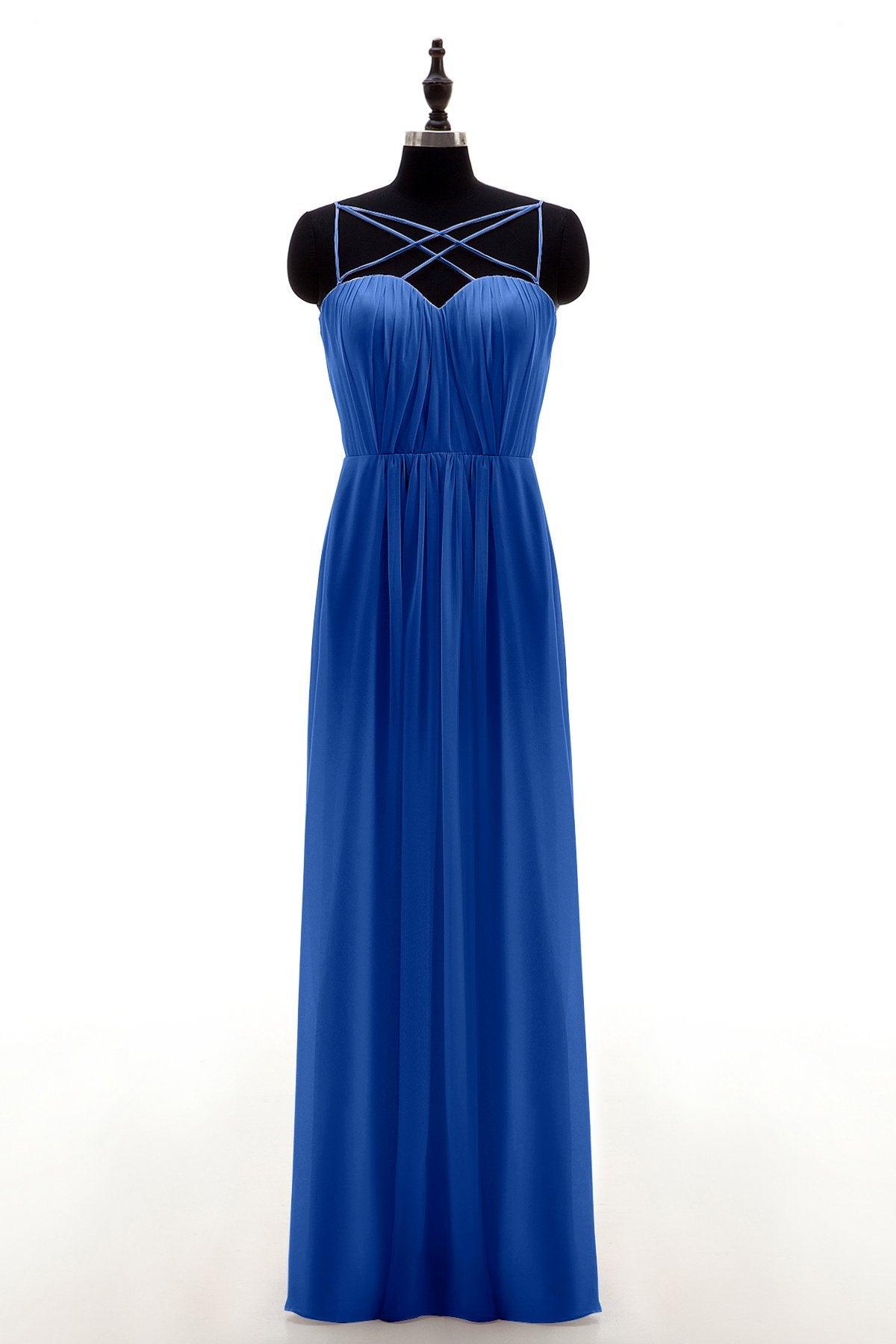 Sheath-Column Floor Length Chiffon Bridesmaid Dress NB3315 - COCOMELODY