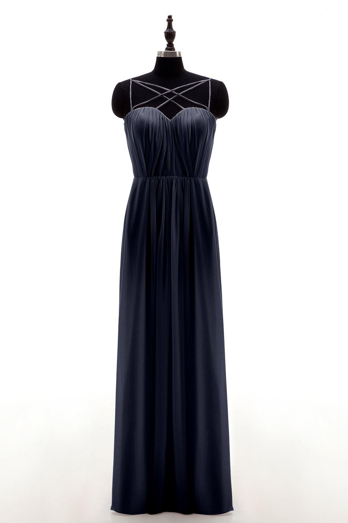 Sheath-Column Floor Length Chiffon Bridesmaid Dress NB3315 - COCOMELODY