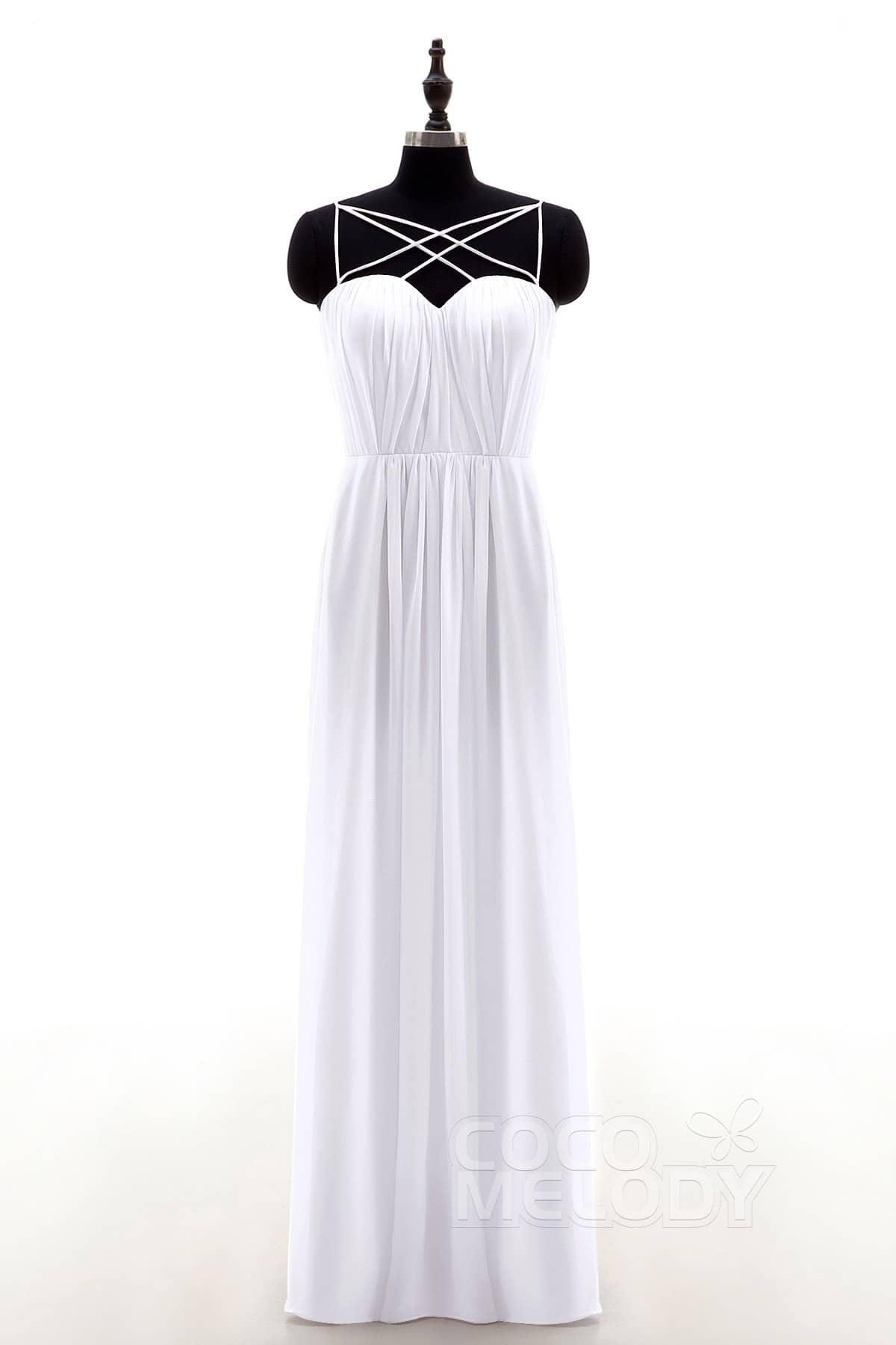 Sheath-Column Floor Length Chiffon Bridesmaid Dress NB3315 - COCOMELODY