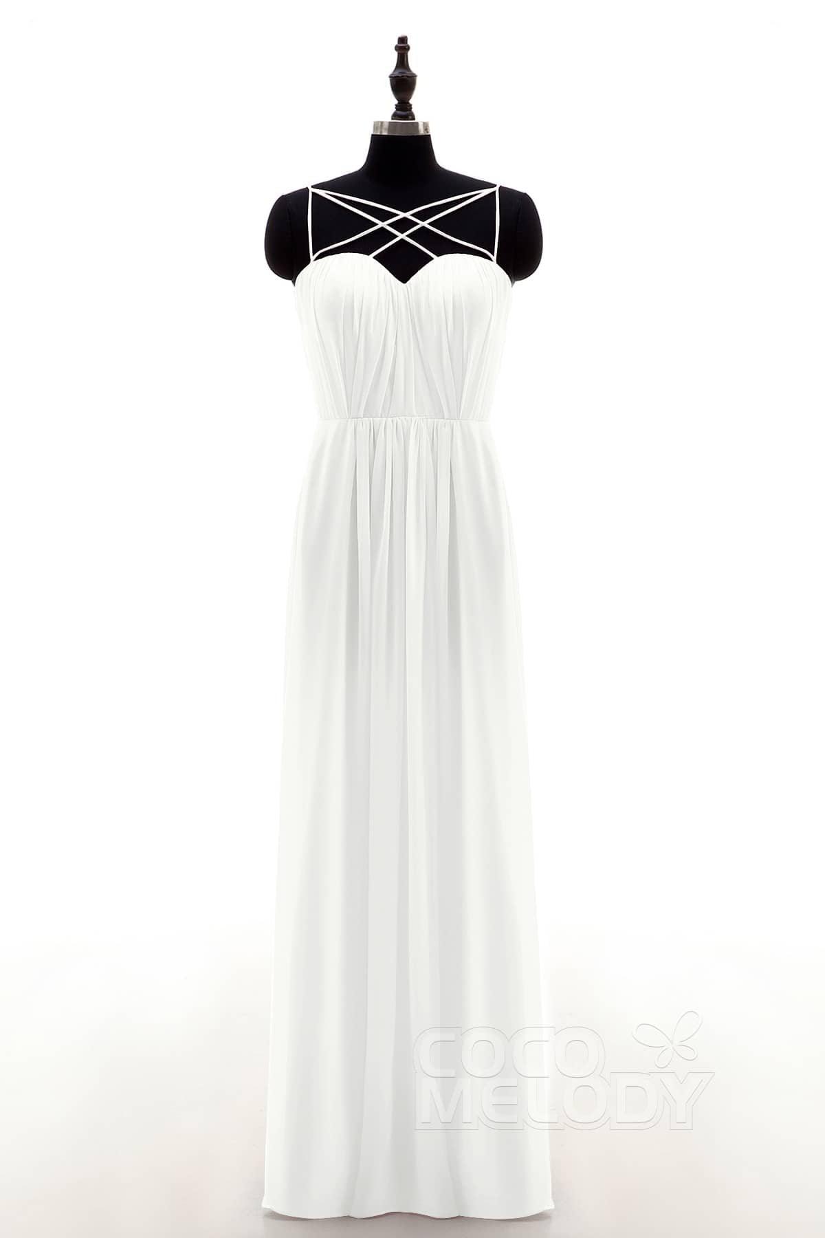 Sheath-Column Floor Length Chiffon Bridesmaid Dress NB3315 - COCOMELODY