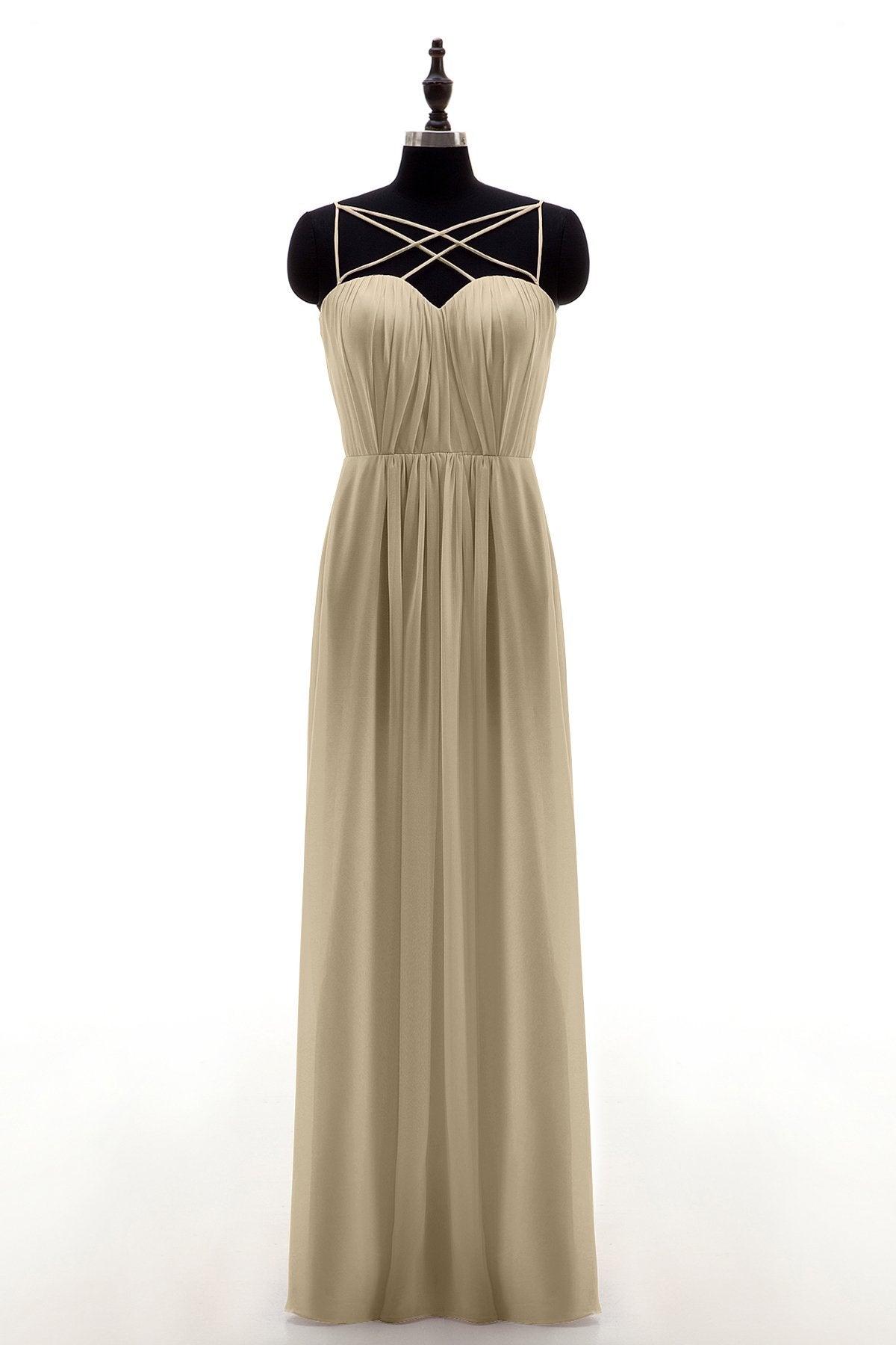 Sheath-Column Floor Length Chiffon Bridesmaid Dress NB3315 - COCOMELODY