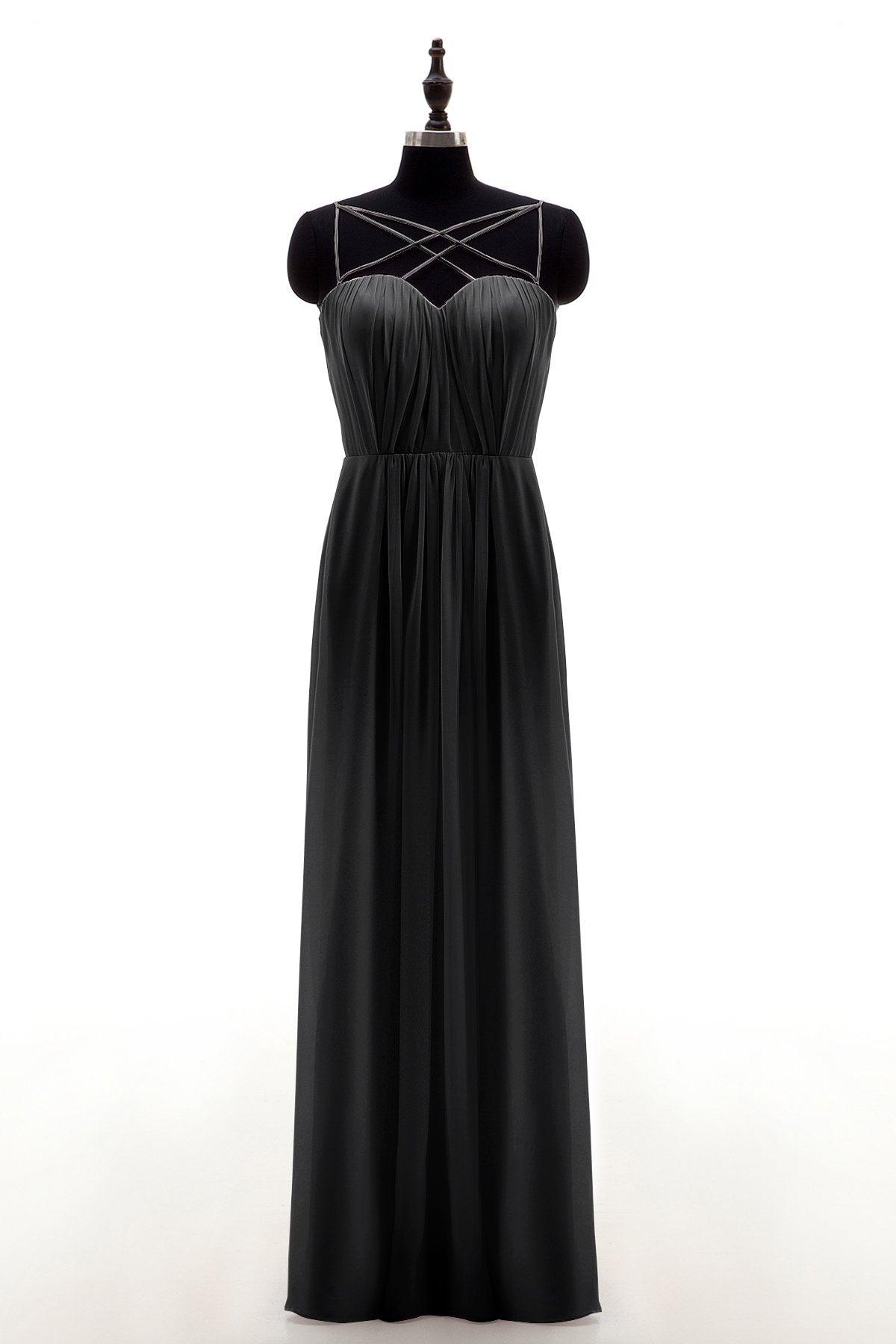 Sheath-Column Floor Length Chiffon Bridesmaid Dress NB3315 - COCOMELODY