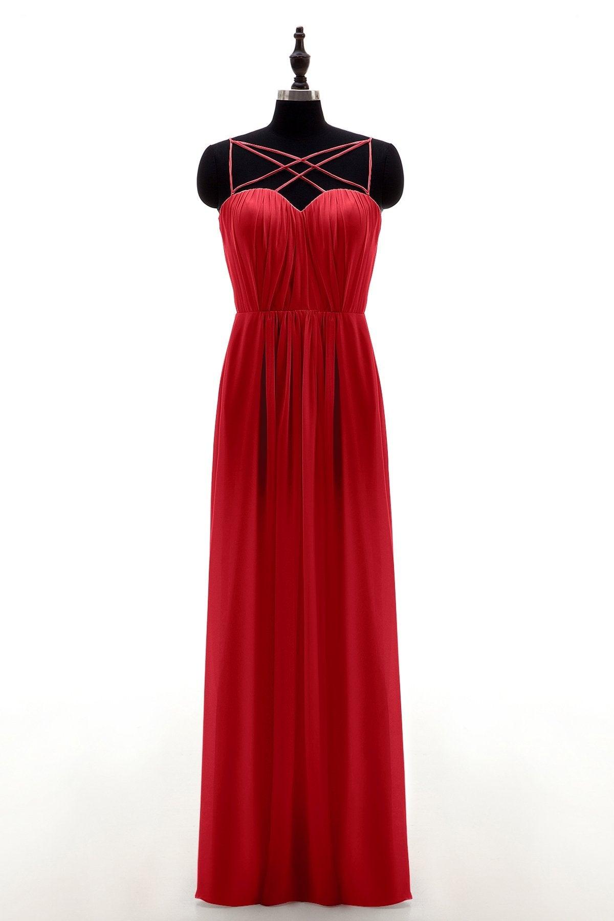 Sheath-Column Floor Length Chiffon Bridesmaid Dress NB3315 - COCOMELODY