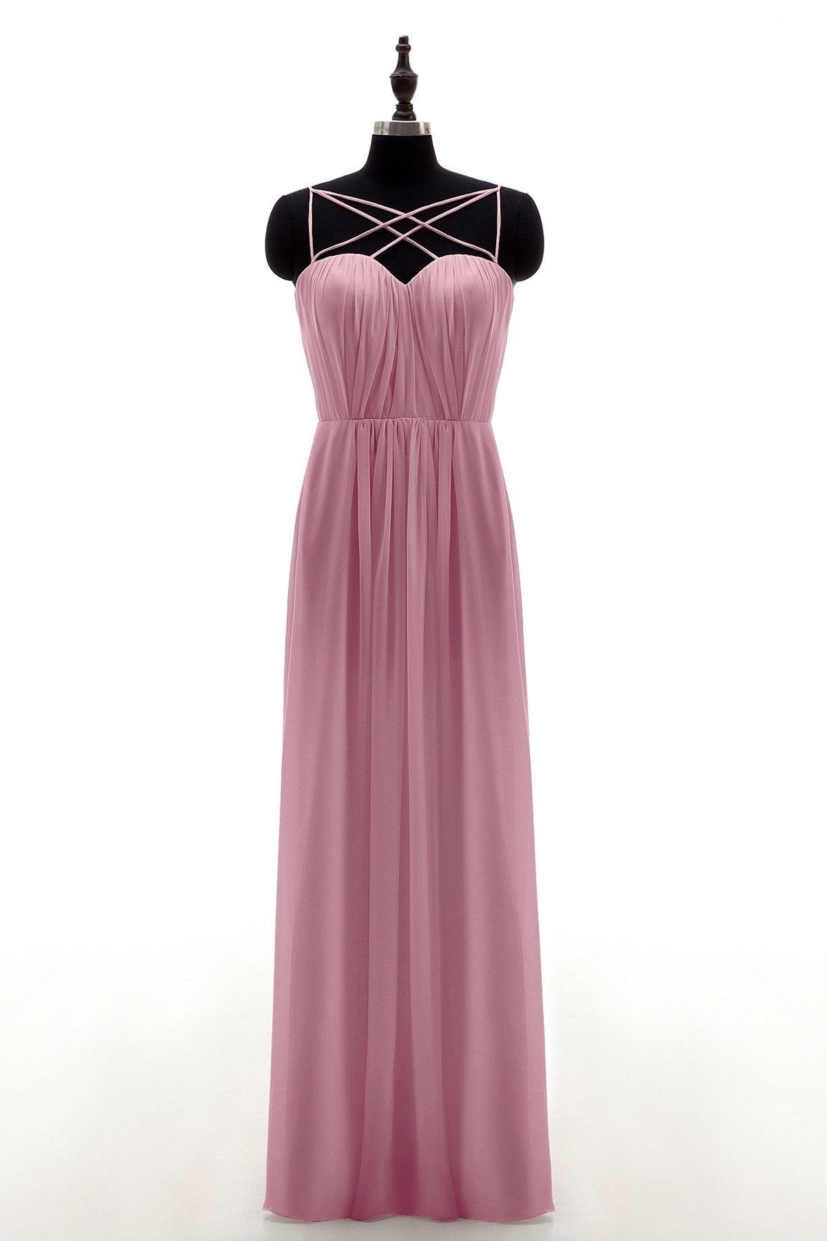 Sheath-Column Floor Length Chiffon Bridesmaid Dress NB3315 - COCOMELODY