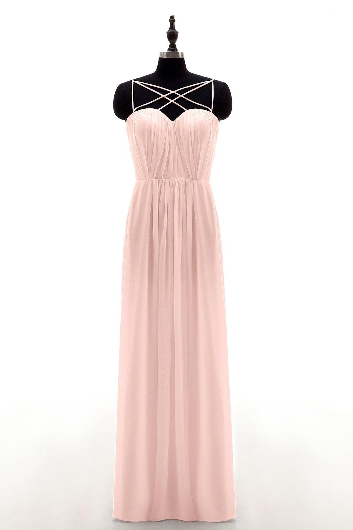Sheath-Column Floor Length Chiffon Bridesmaid Dress NB3315 - COCOMELODY