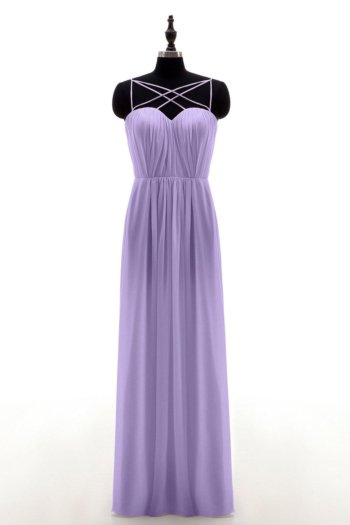 Sheath-Column Floor Length Chiffon Bridesmaid Dress NB3315 - COCOMELODY