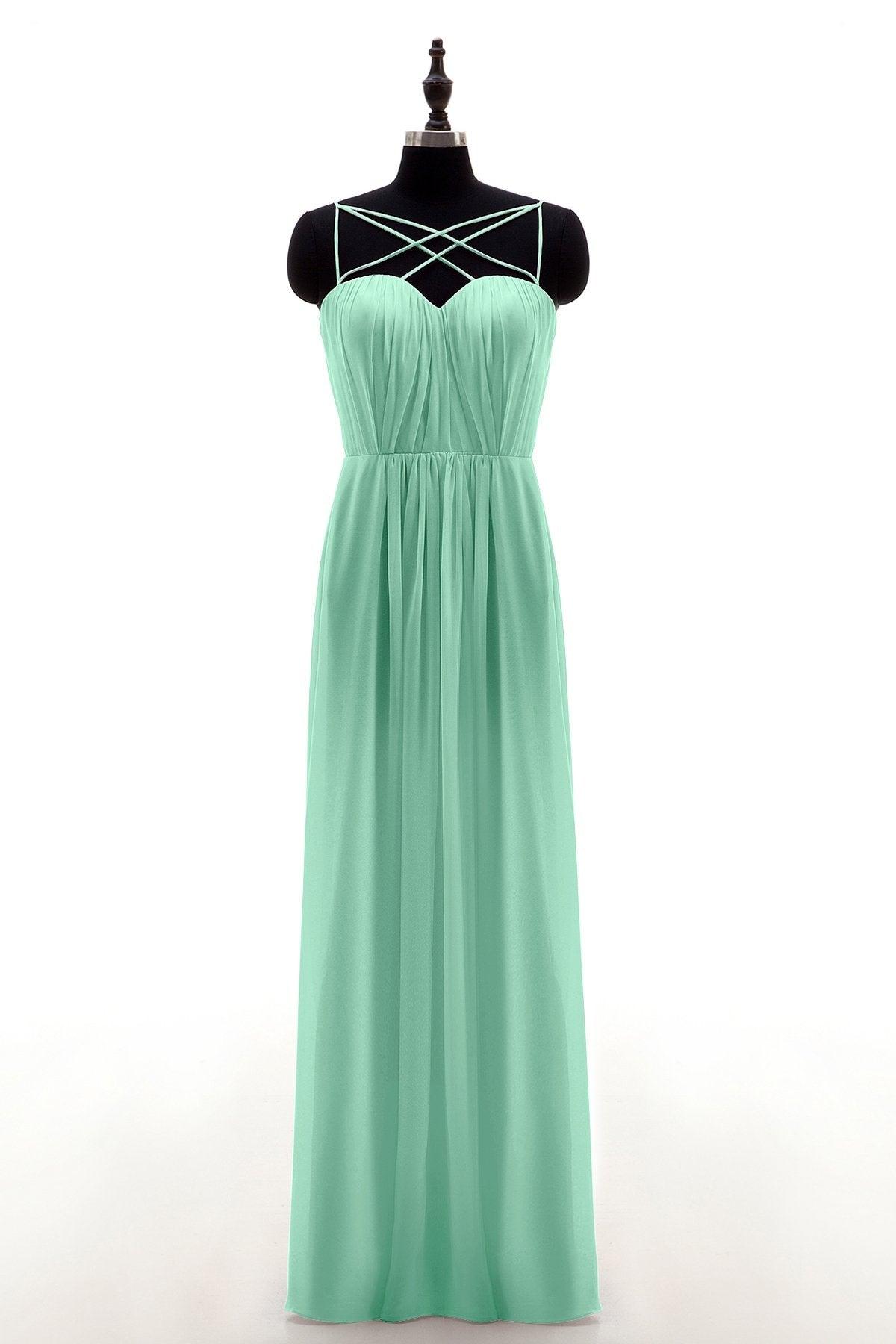 Sheath-Column Floor Length Chiffon Bridesmaid Dress NB3315 - COCOMELODY
