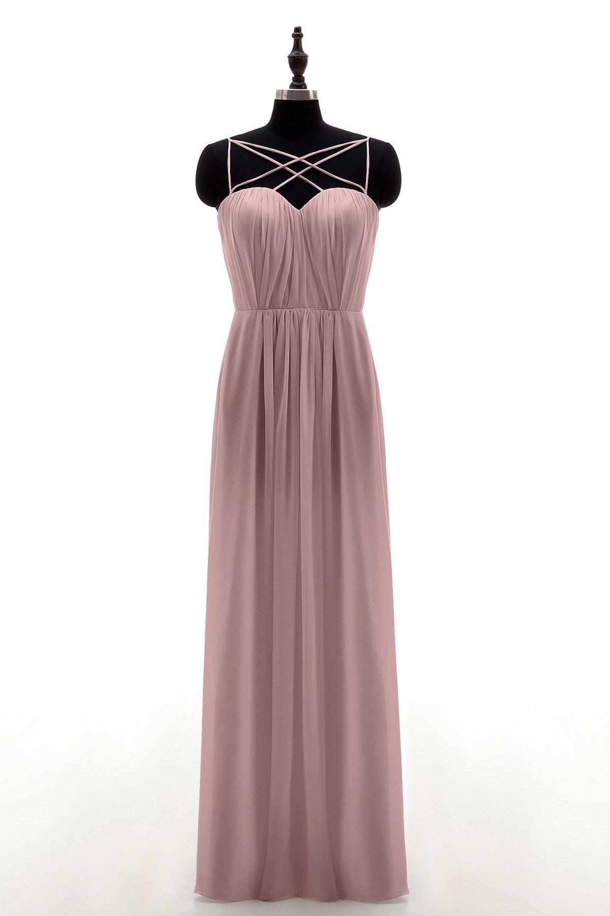 Sheath-Column Floor Length Chiffon Bridesmaid Dress NB3315 - COCOMELODY