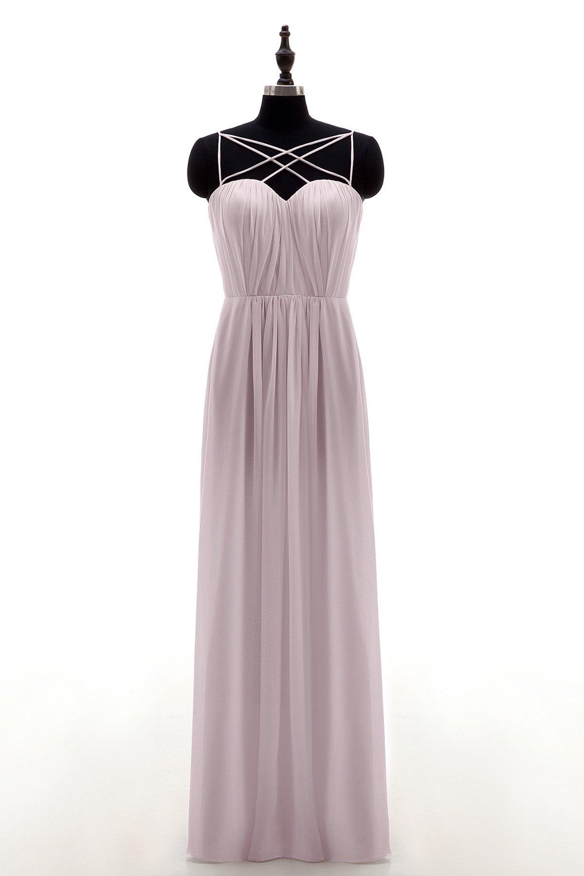 Sheath-Column Floor Length Chiffon Bridesmaid Dress NB3315 - COCOMELODY