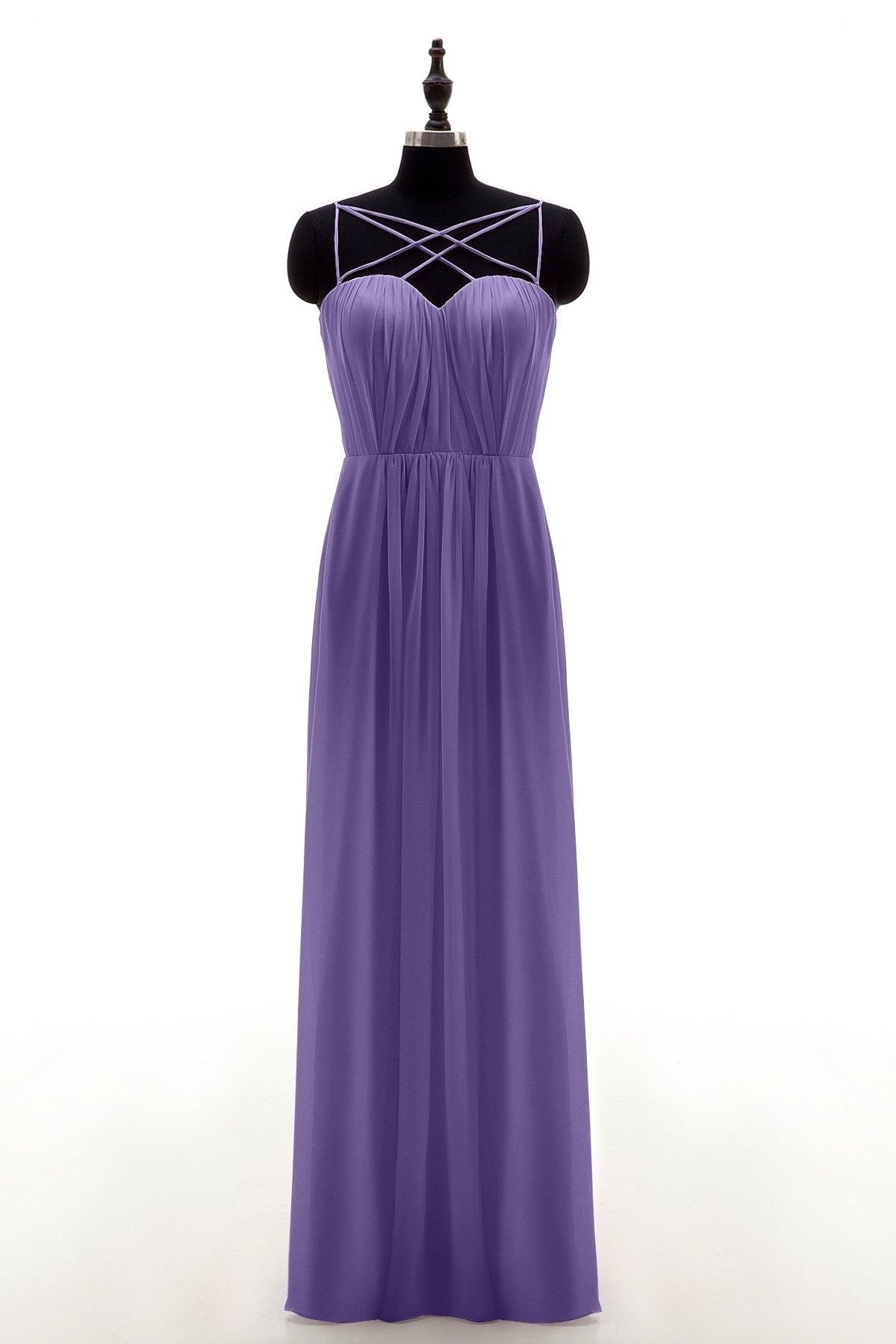 Sheath-Column Floor Length Chiffon Bridesmaid Dress NB3315 - COCOMELODY
