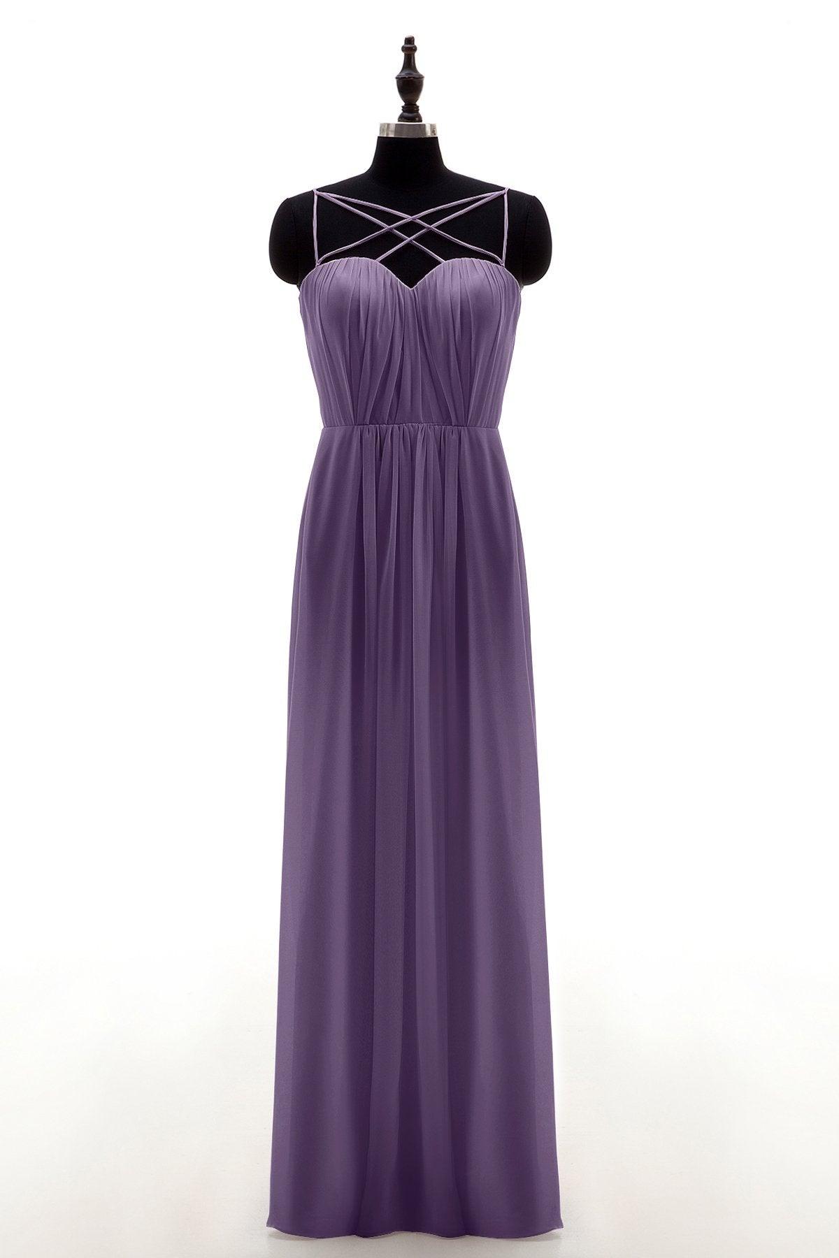 Sheath-Column Floor Length Chiffon Bridesmaid Dress NB3315 - COCOMELODY