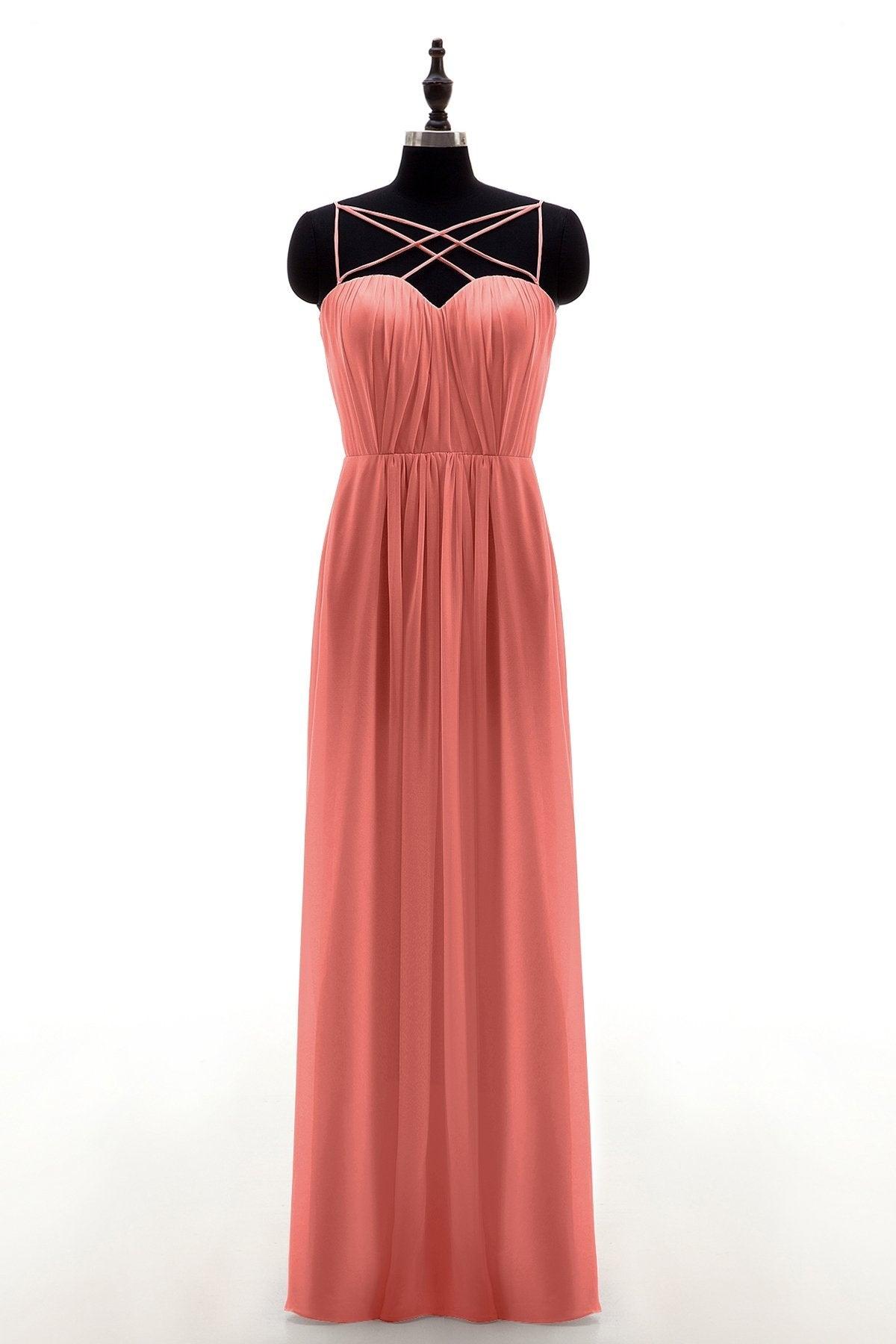 Sheath-Column Floor Length Chiffon Bridesmaid Dress NB3315 - COCOMELODY