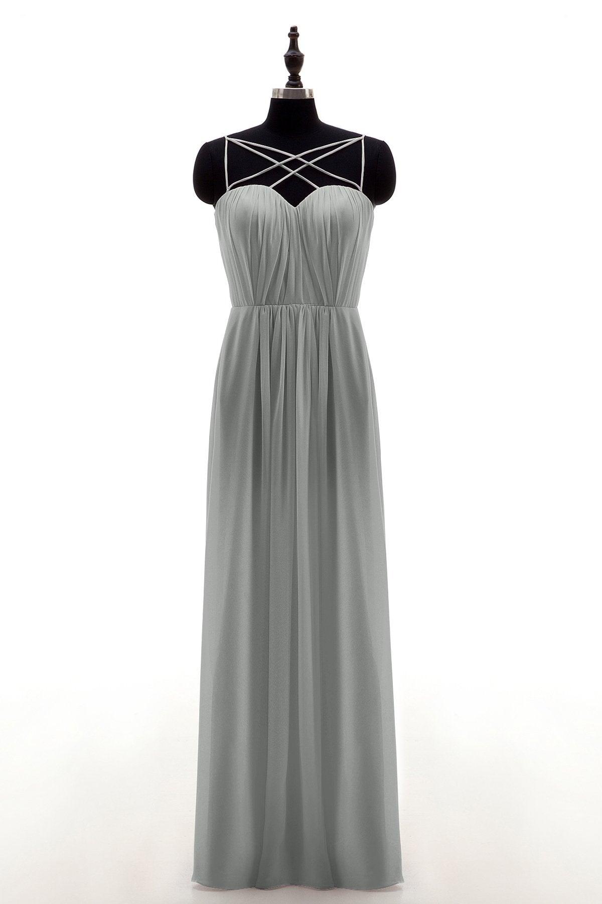 Sheath-Column Floor Length Chiffon Bridesmaid Dress NB3315 - COCOMELODY