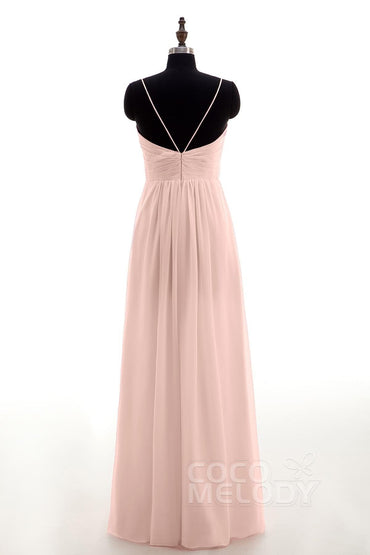Sheath-Column Floor Length Chiffon Bridesmaid Dress NB3315 - COCOMELODY